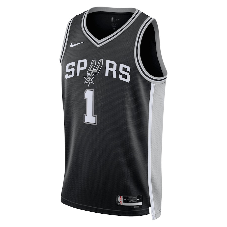 Alternative view of Victor Wembanyama 1 San Antonio Spurs Unisex Swingman Basketball Jersey - Icon Edition - Black - JS728 
