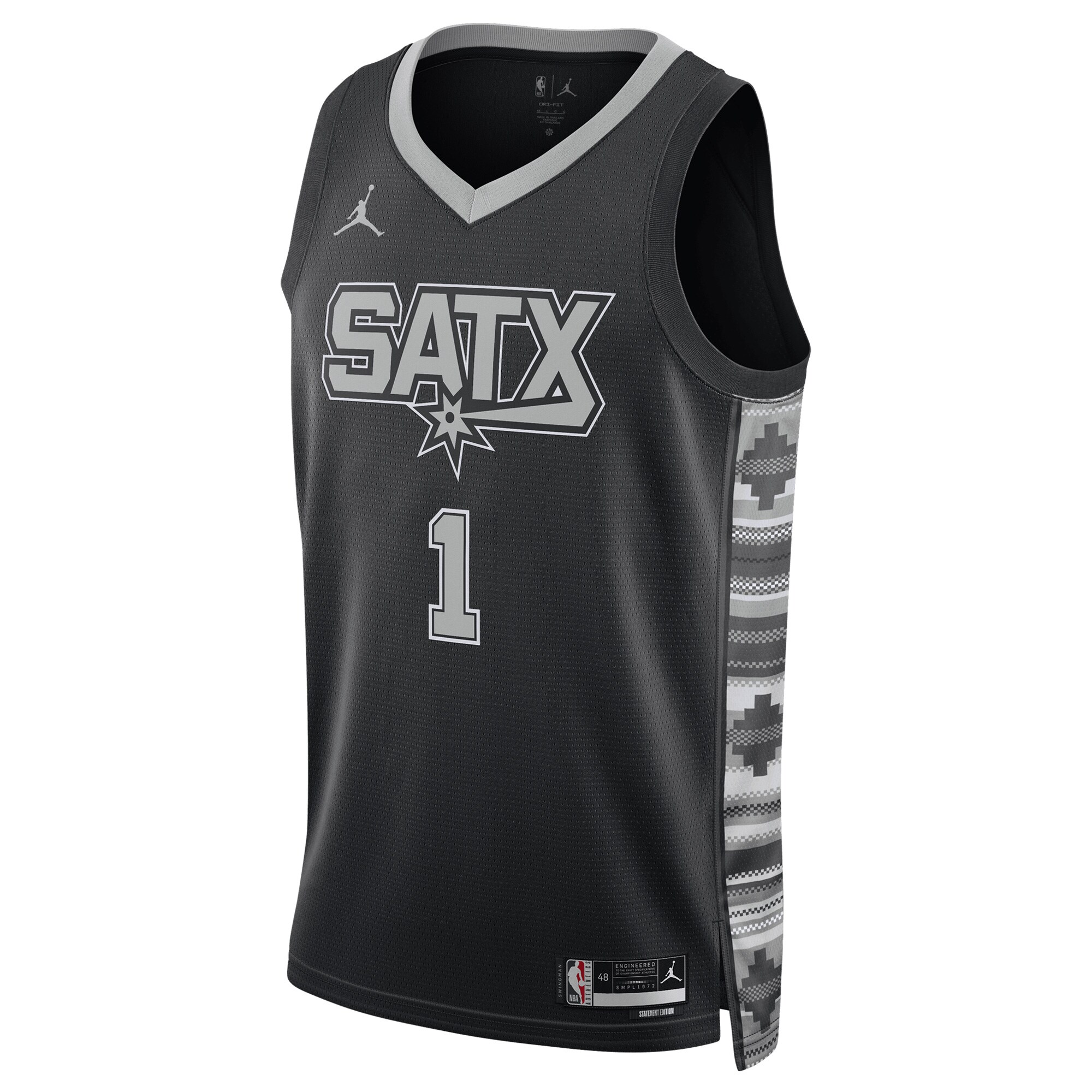 Alternative view of Victor Wembanyama San Antonio Spurs Jordan Brand Unisex Swingman Basketball Jersey - Statement Edition - Black