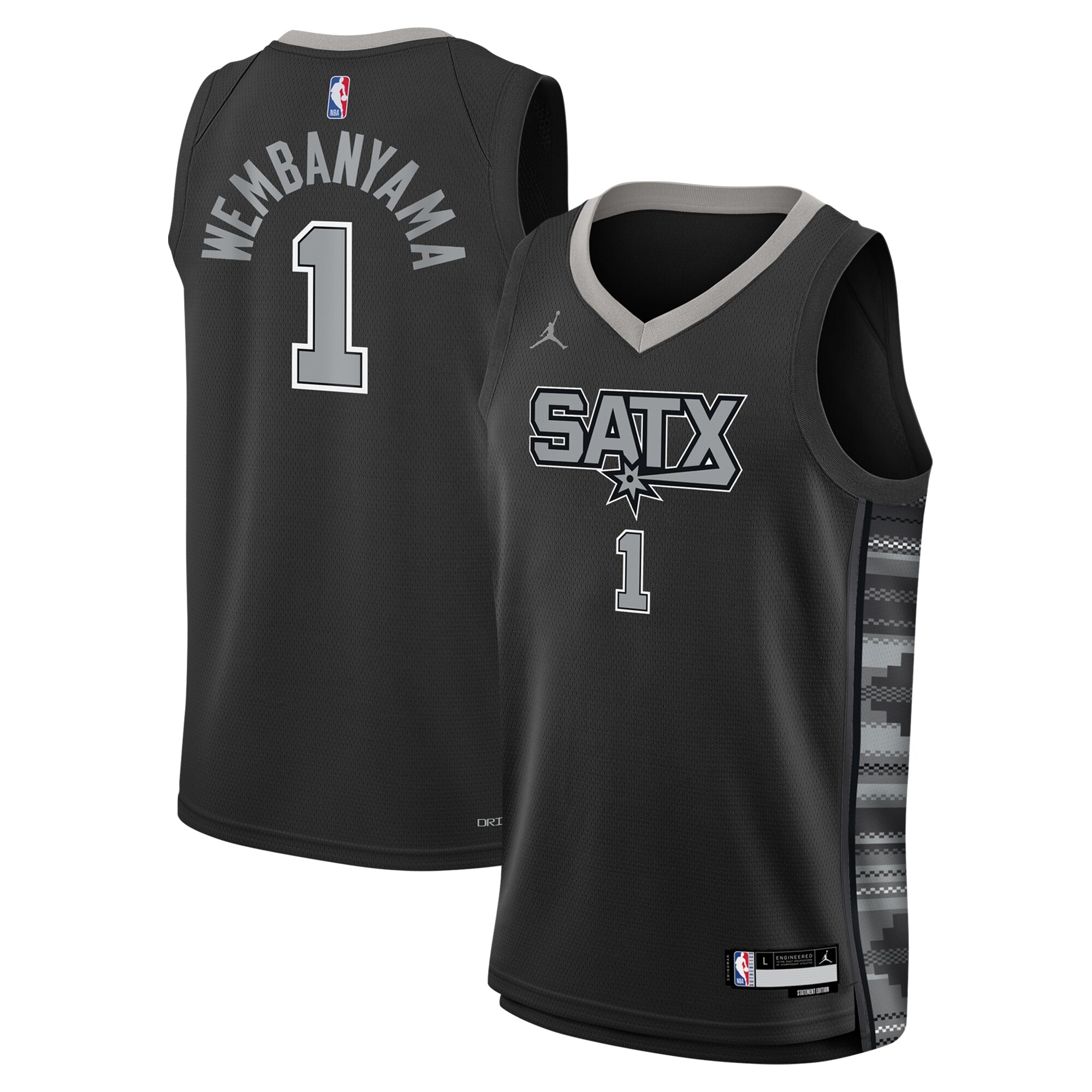 Victor Wembanyama San Antonio Spurs Jordan Brand Youth Swingman Basketball Jersey - Statement Edition - Black