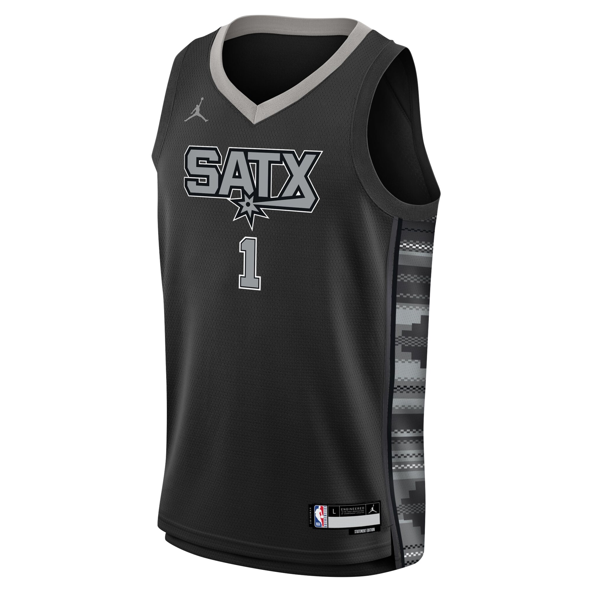 Alternative view of Victor Wembanyama San Antonio Spurs Jordan Brand Youth Swingman Basketball Jersey - Statement Edition - Black