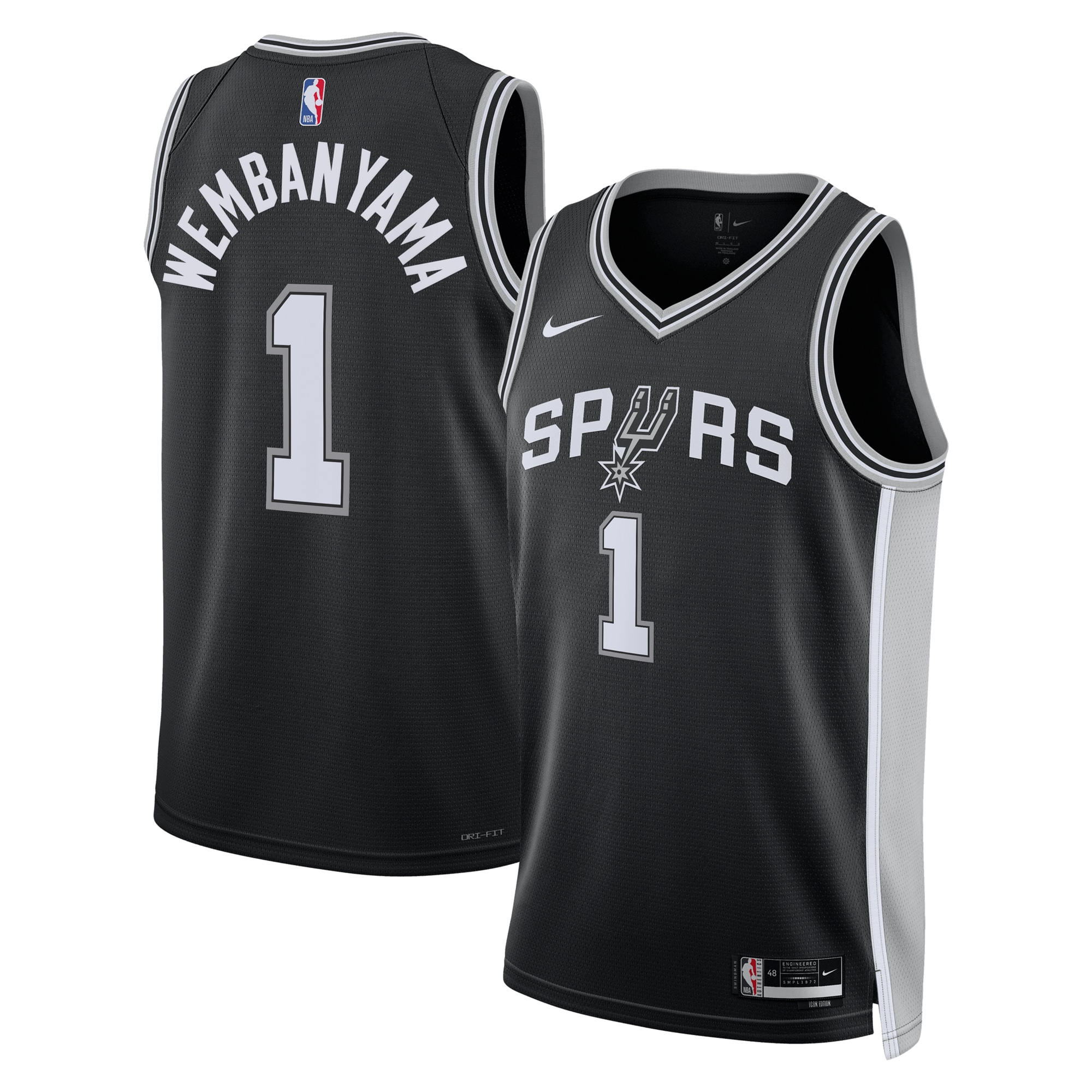 Victor Wembanyama San Antonio Spurs Unisex 2023 Nba Draft First Round Pick Swingman Basketball Jersey - Icon Edition - Black