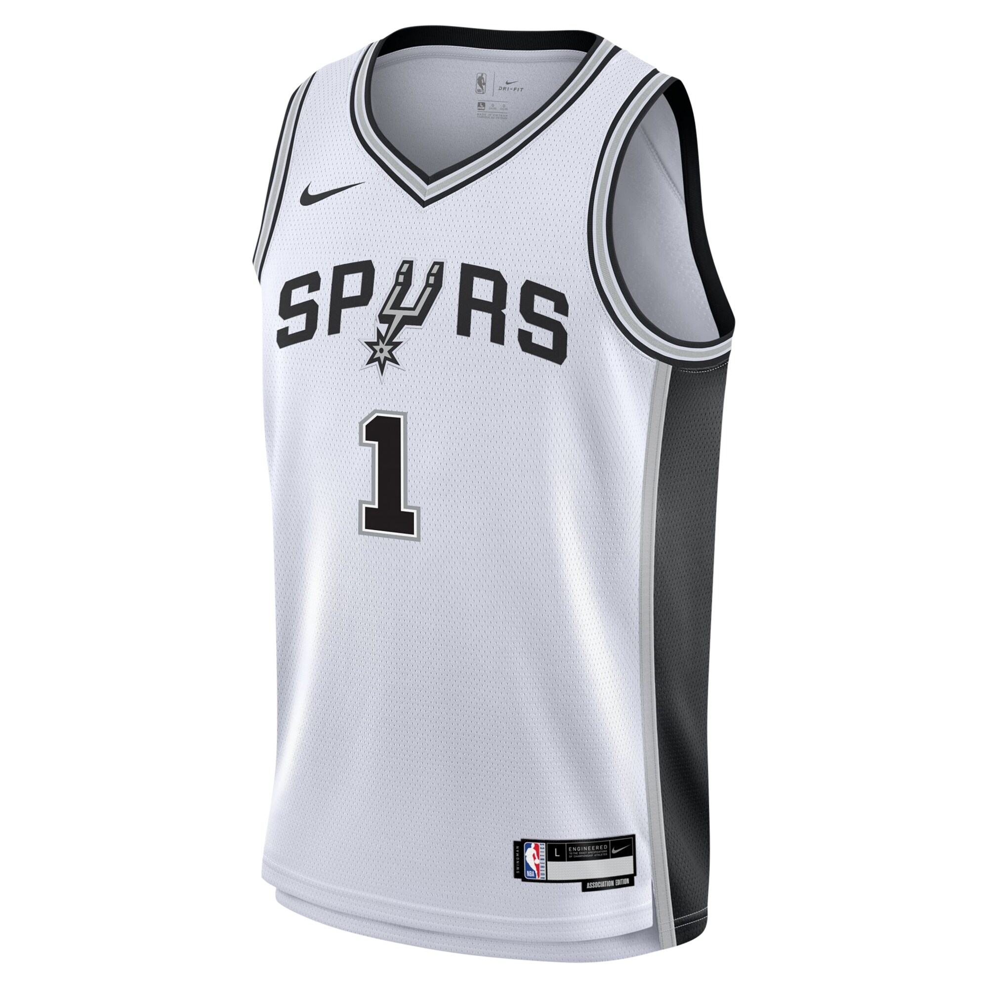Alternative view of Victor Wembanyama San Antonio Spurs Youth Swingman Basketball Jersey - Association Edition - White