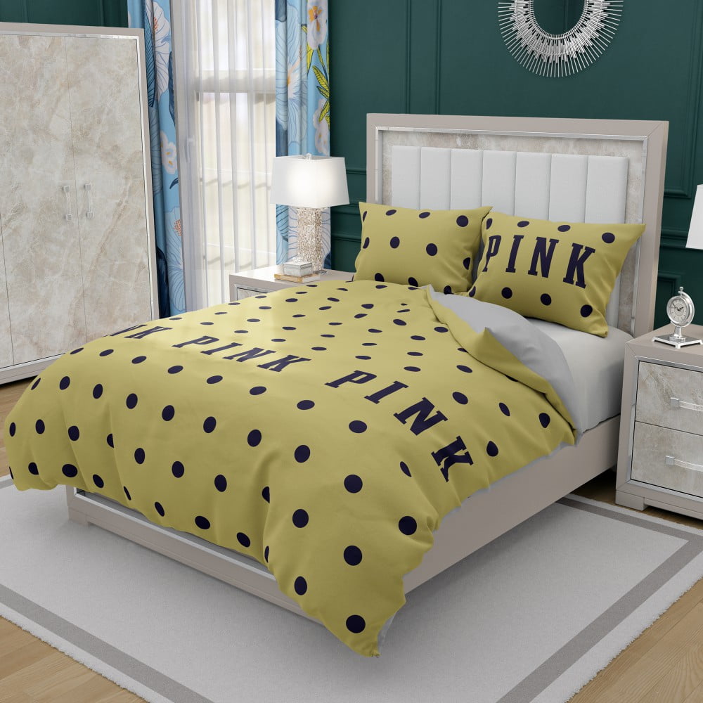 Alternative view of Victoria's Secret Yellow Color Polka Dot Pattern Bedding Set - Custom Bedding Set