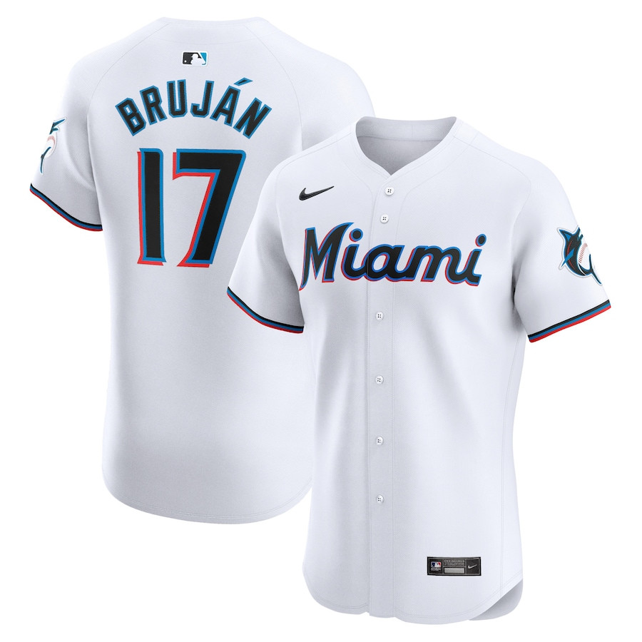 Vidal Brujan 17 Miami Marlins Home Elite Player Men Baseball Jersey - White 