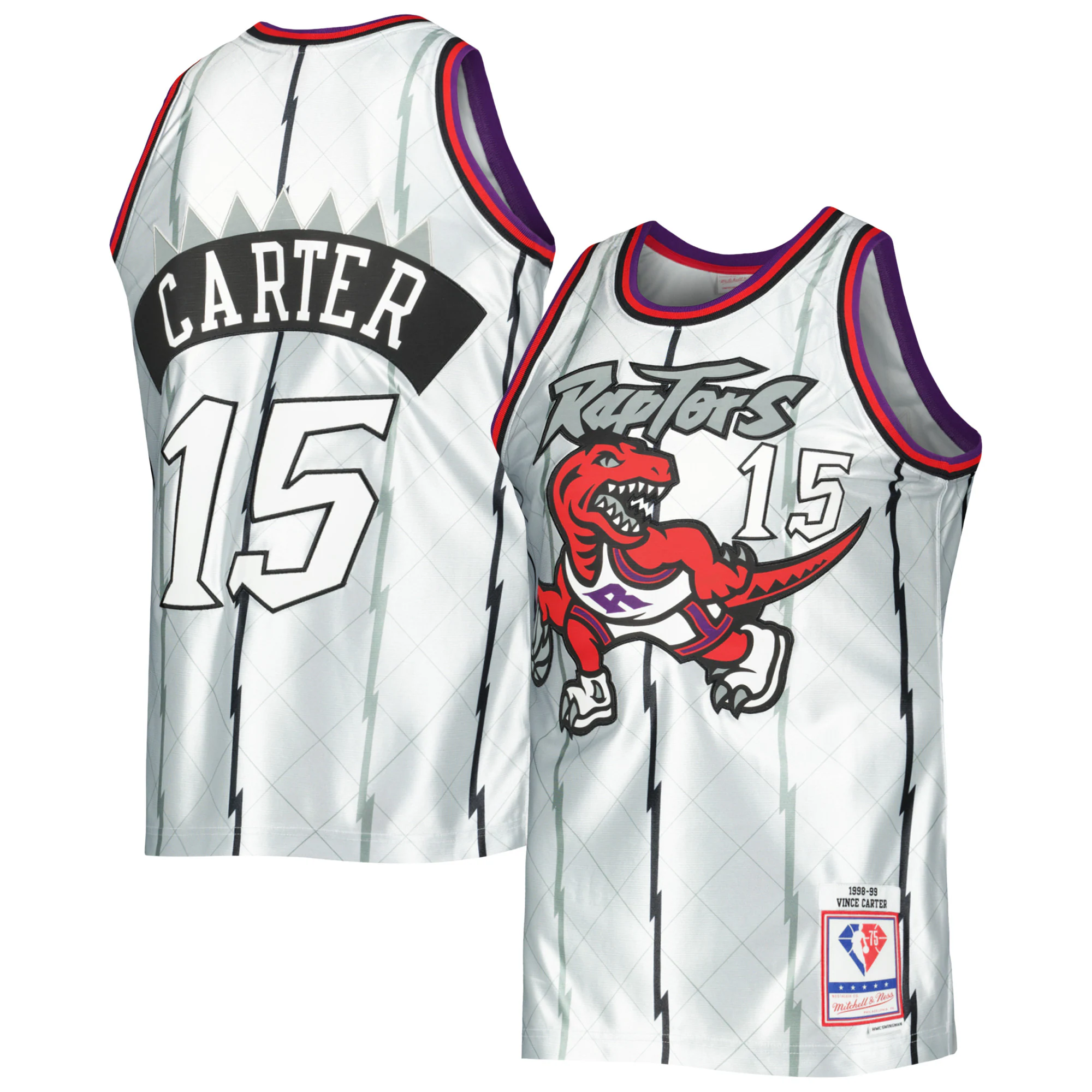 Vince Carter Toronto Raptors Mitchell & Ness 1998/99 Hardwood Classics 75th Anniversary Swingman Basketball Jersey - Platinum