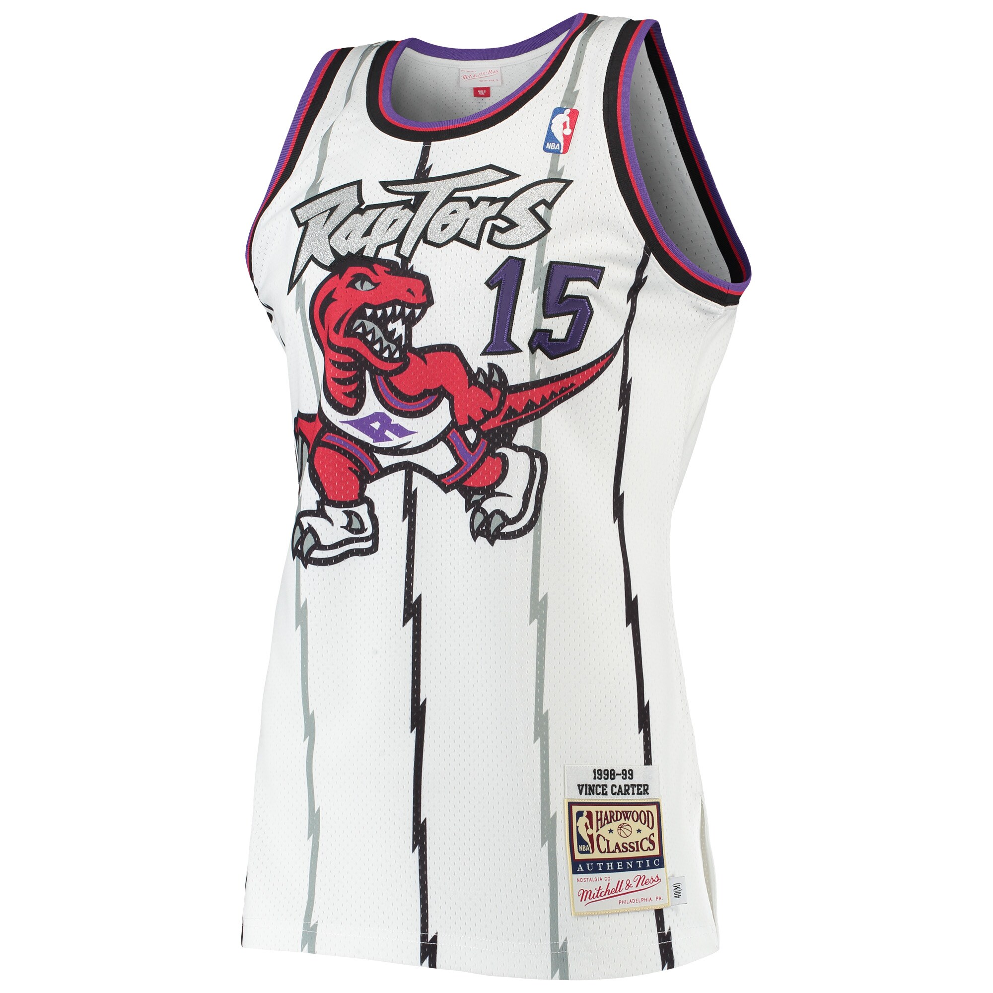 Alternative view of Vince Carter Toronto Raptors Mitchell & Ness 1998/99 Hardwood Classics Authentic Basketball Jersey - White