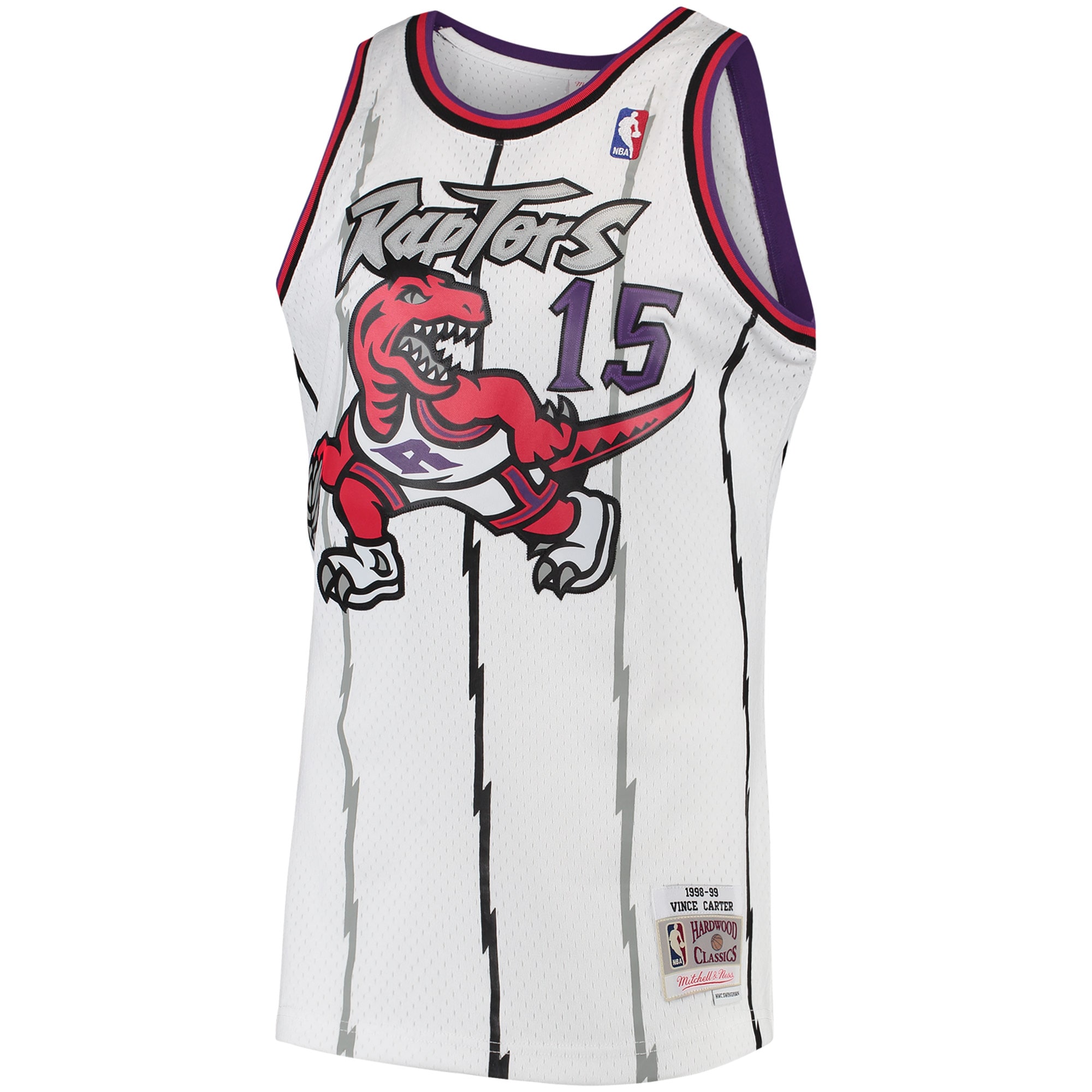 Alternative view of Vince Carter Toronto Raptors Mitchell & Ness 1998/99 Hardwood Classics Swingman Basketball Jersey - White