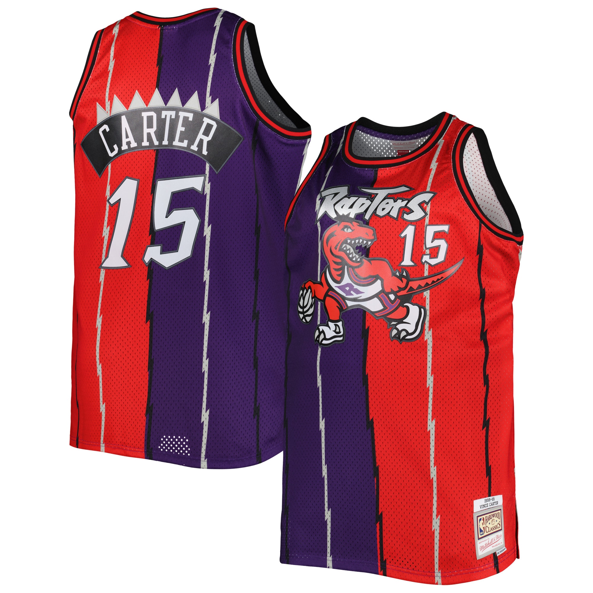 Vince Carter Toronto Raptors Mitchell & Ness Big & Tall Hardwood Classics 1998/99 Split Swingman Basketball Jersey - Purple/red