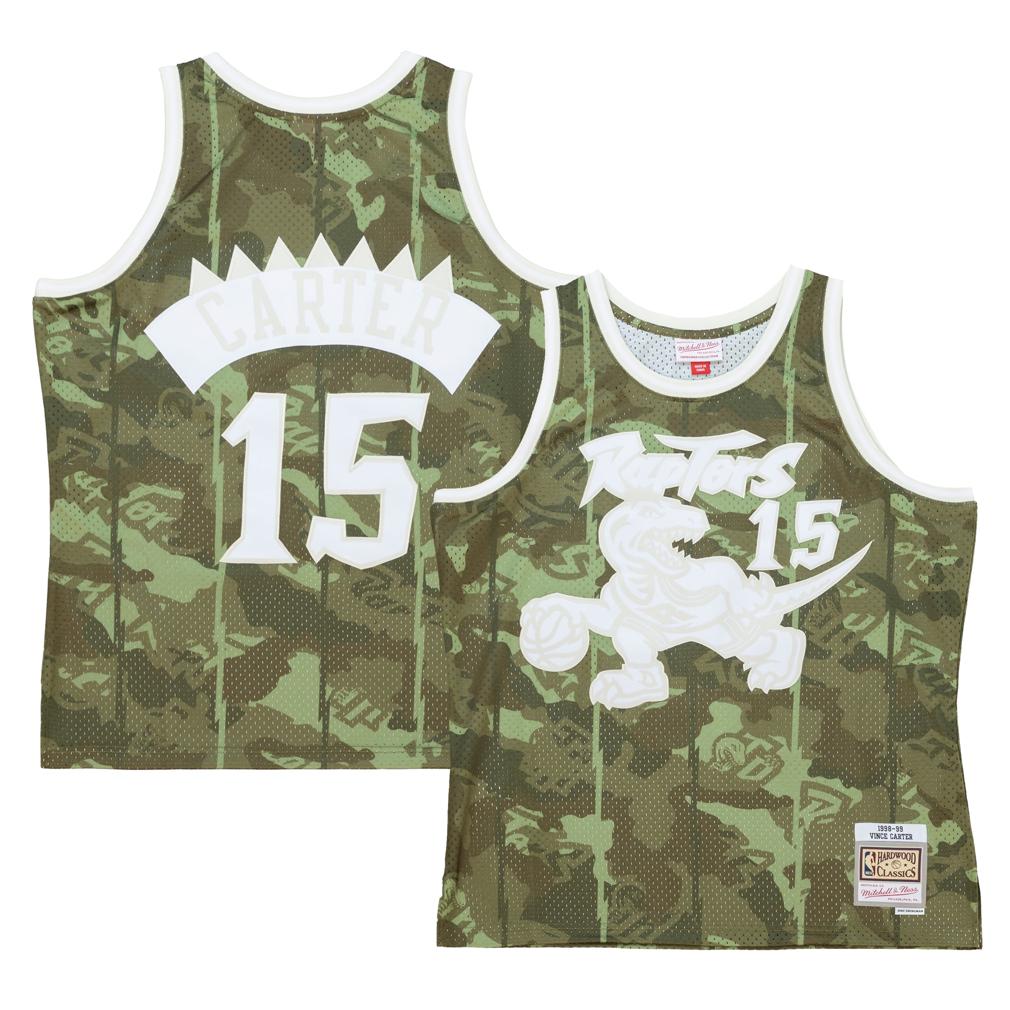 Vince Carter Toronto Raptors Mitchell & Ness Hardwood Classics 1998/99 Ghost Green Swingman Basketball Jersey - Camo