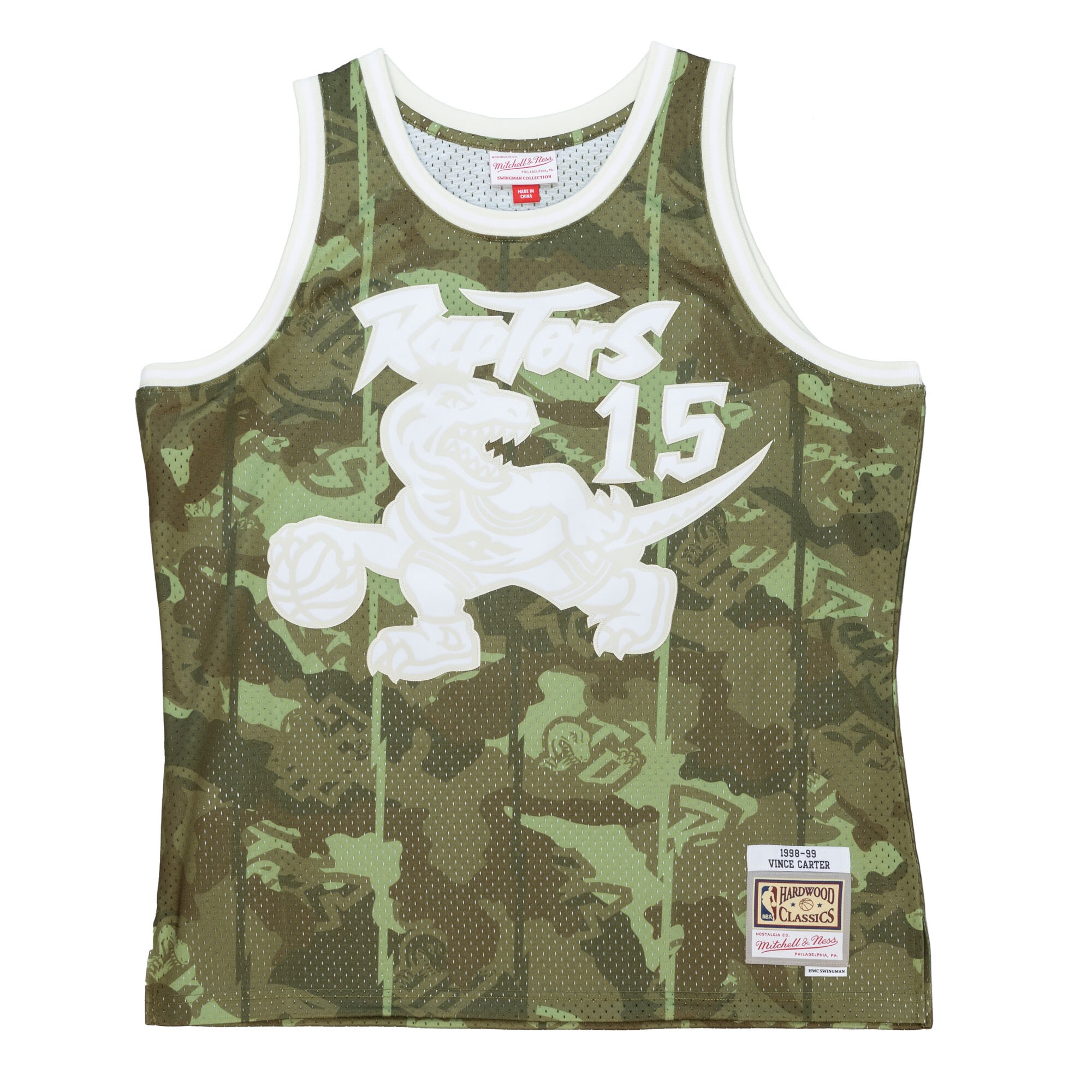 Alternative view of Vince Carter Toronto Raptors Mitchell & Ness Hardwood Classics 1998/99 Ghost Green Swingman Basketball Jersey - Camo