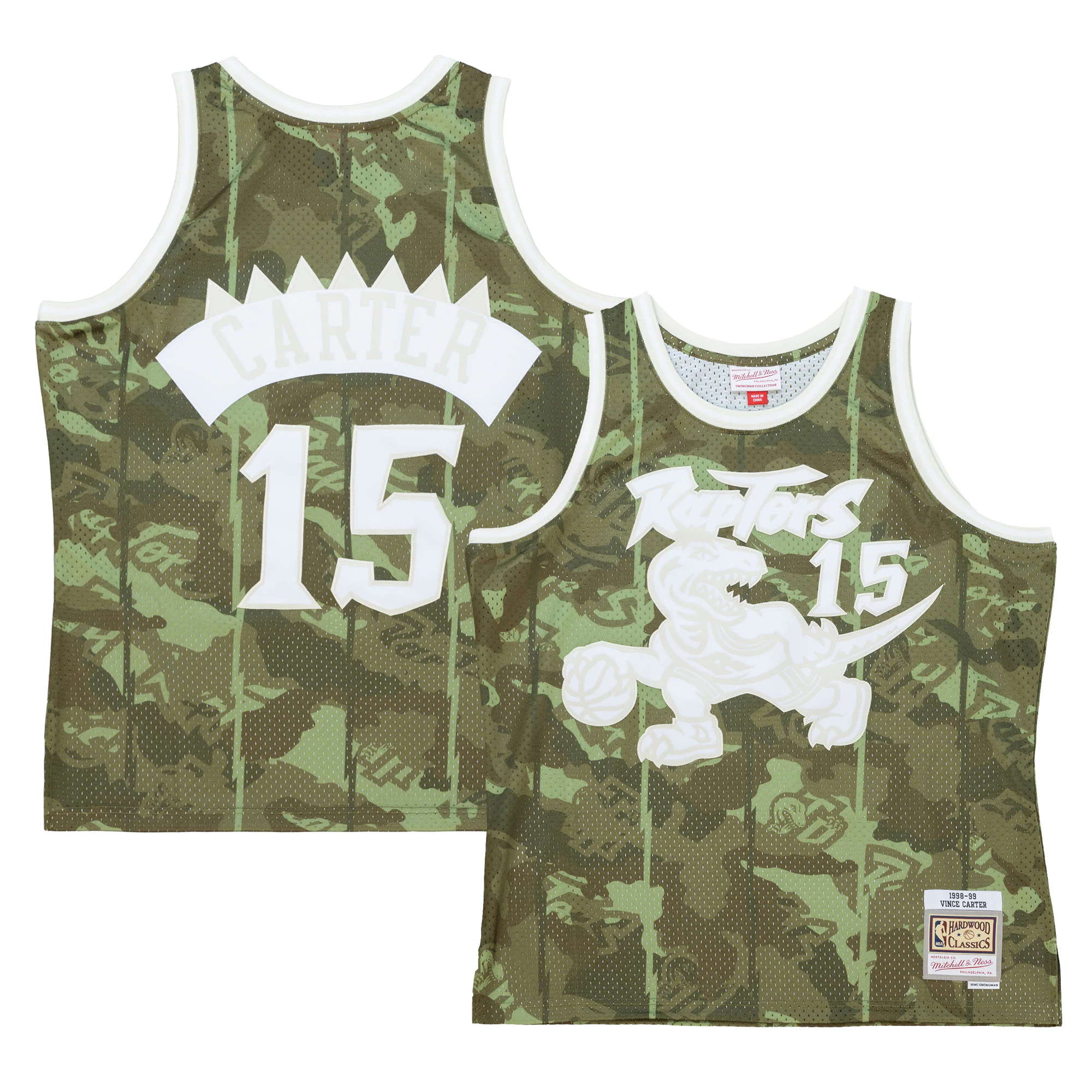 Vince Carter Toronto Raptors Mitchell & Ness Hardwood Classics 1998/99 Ghost Green Swingman Basketball Jersey - Camo
