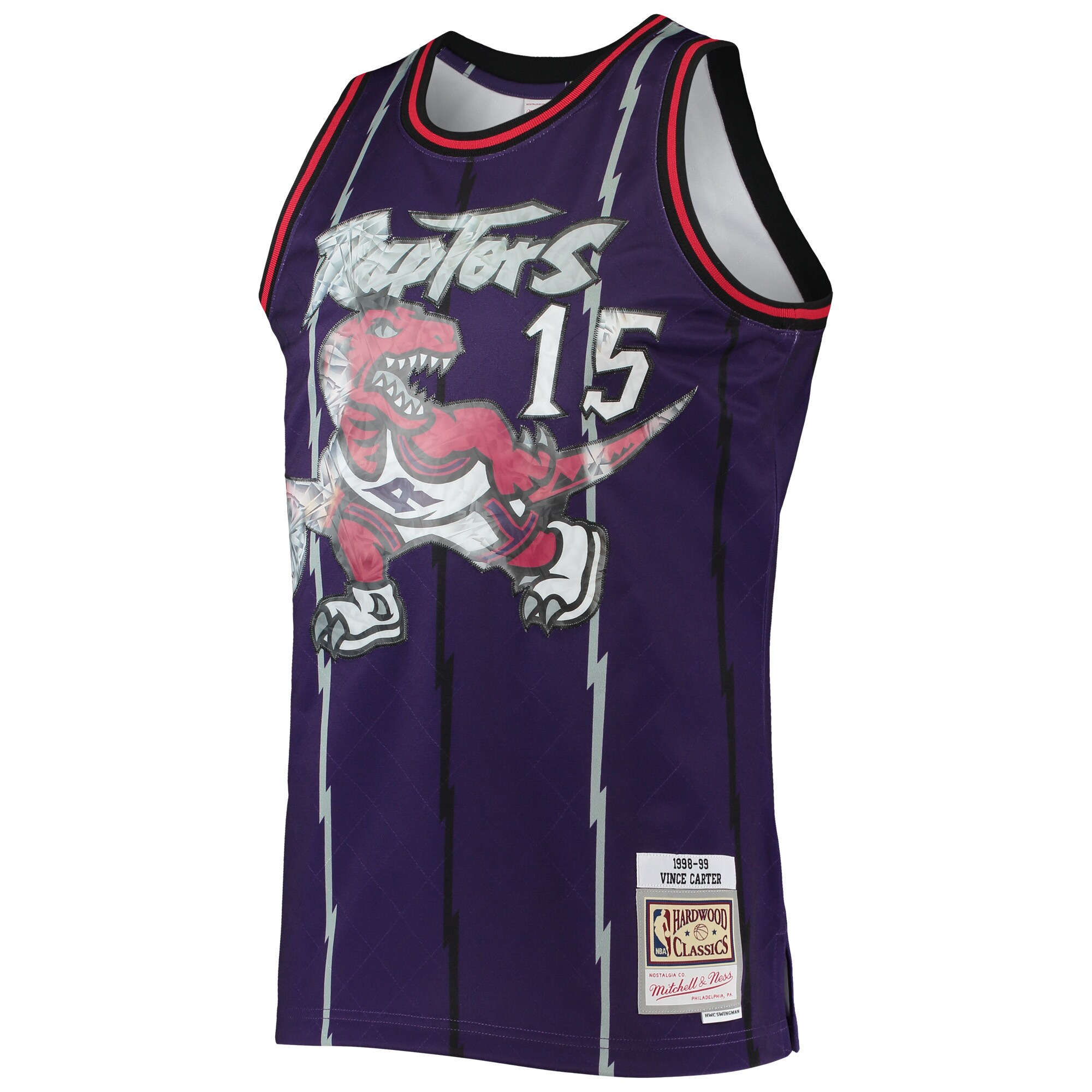 Alternative view of Vince Carter Toronto Raptors Mitchell & Ness 1998/99 Hardwood Classics Nba 75th Anniversary Diamond Swingman Basketball Jersey - Purple