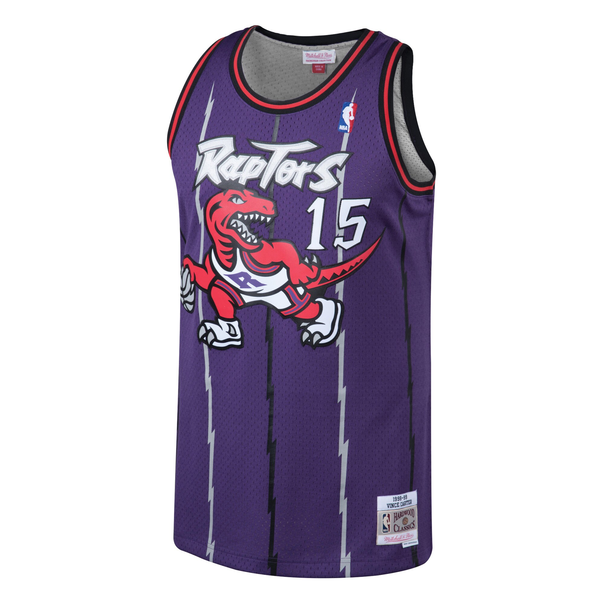 Alternative view of Vince Carter Toronto Raptors Mitchell & Ness 1998/99 Hardwood Classics Swingman Basketball Jersey - Purple