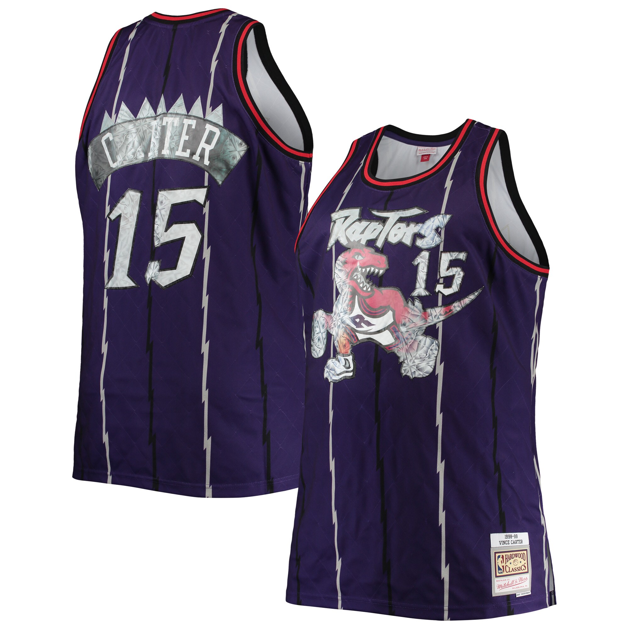 Vince Carter Toronto Raptors Mitchell & Ness Big & Tall 1998-99 Nba 75th Anniversary Diamond Swingman Basketball Jersey - Purple
