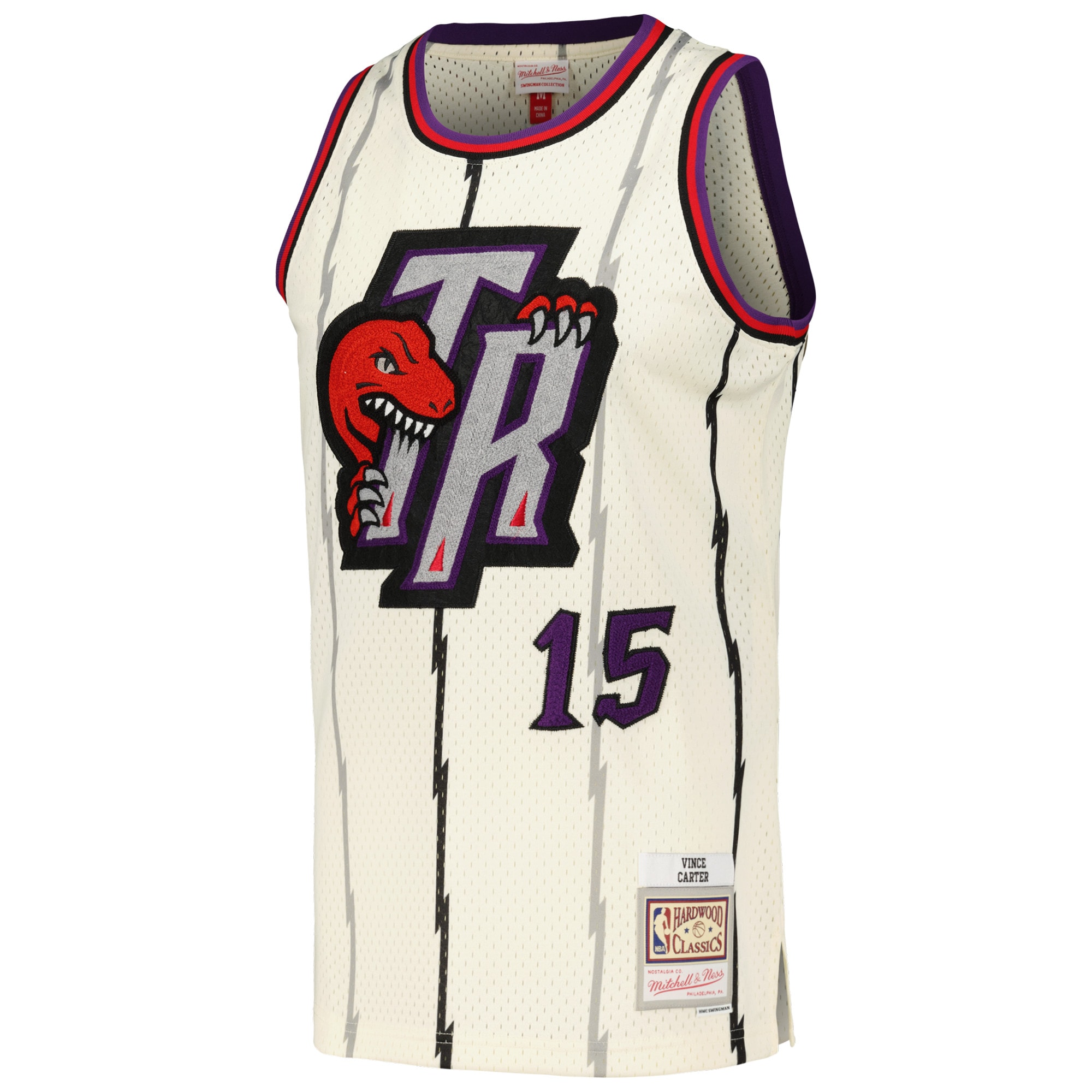 Alternative view of Vince Carter Toronto Raptors Mitchell & Ness Chainstitch Swingman Basketball Jersey - Cream