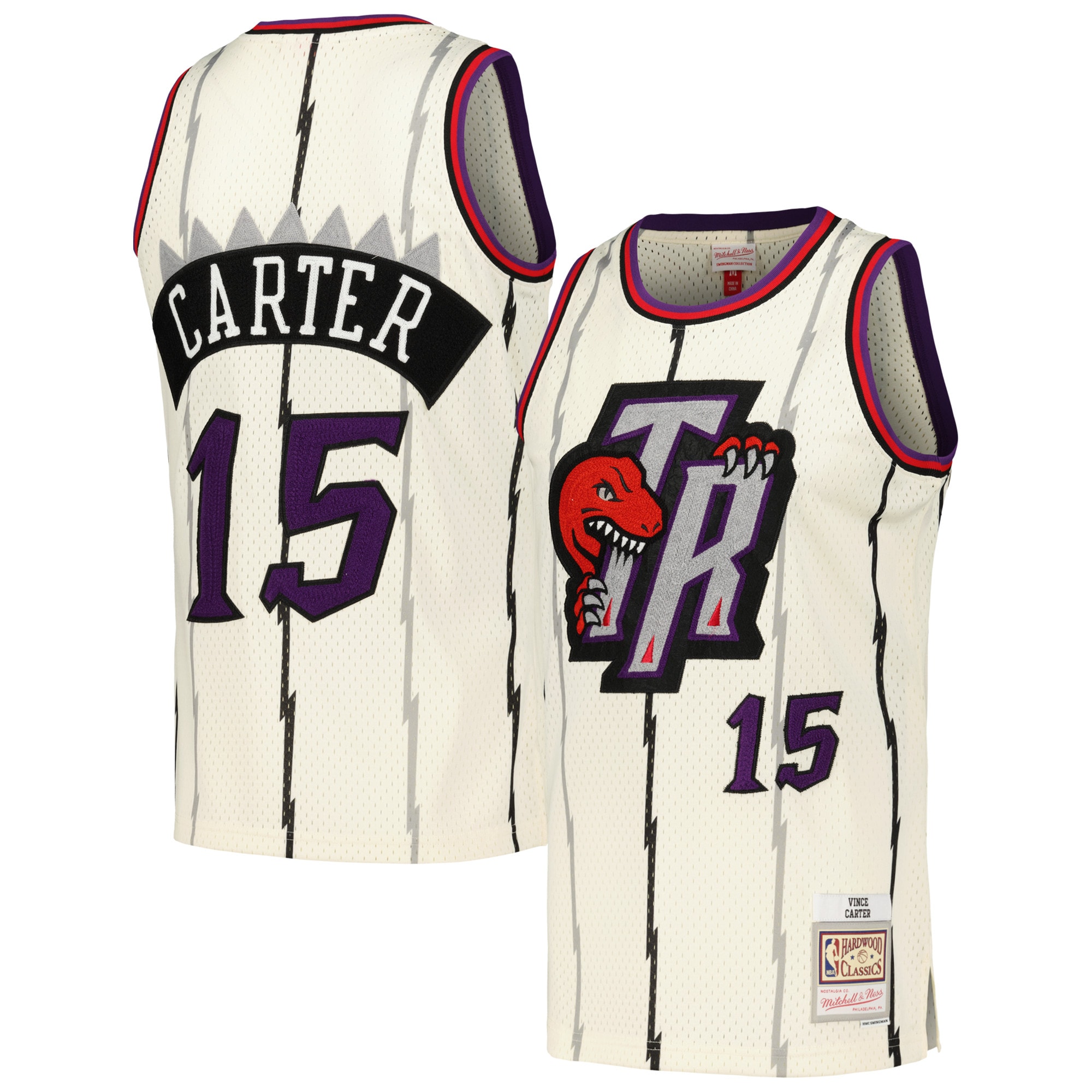Vince Carter Toronto Raptors Mitchell & Ness Chainstitch Swingman Basketball Jersey - Cream