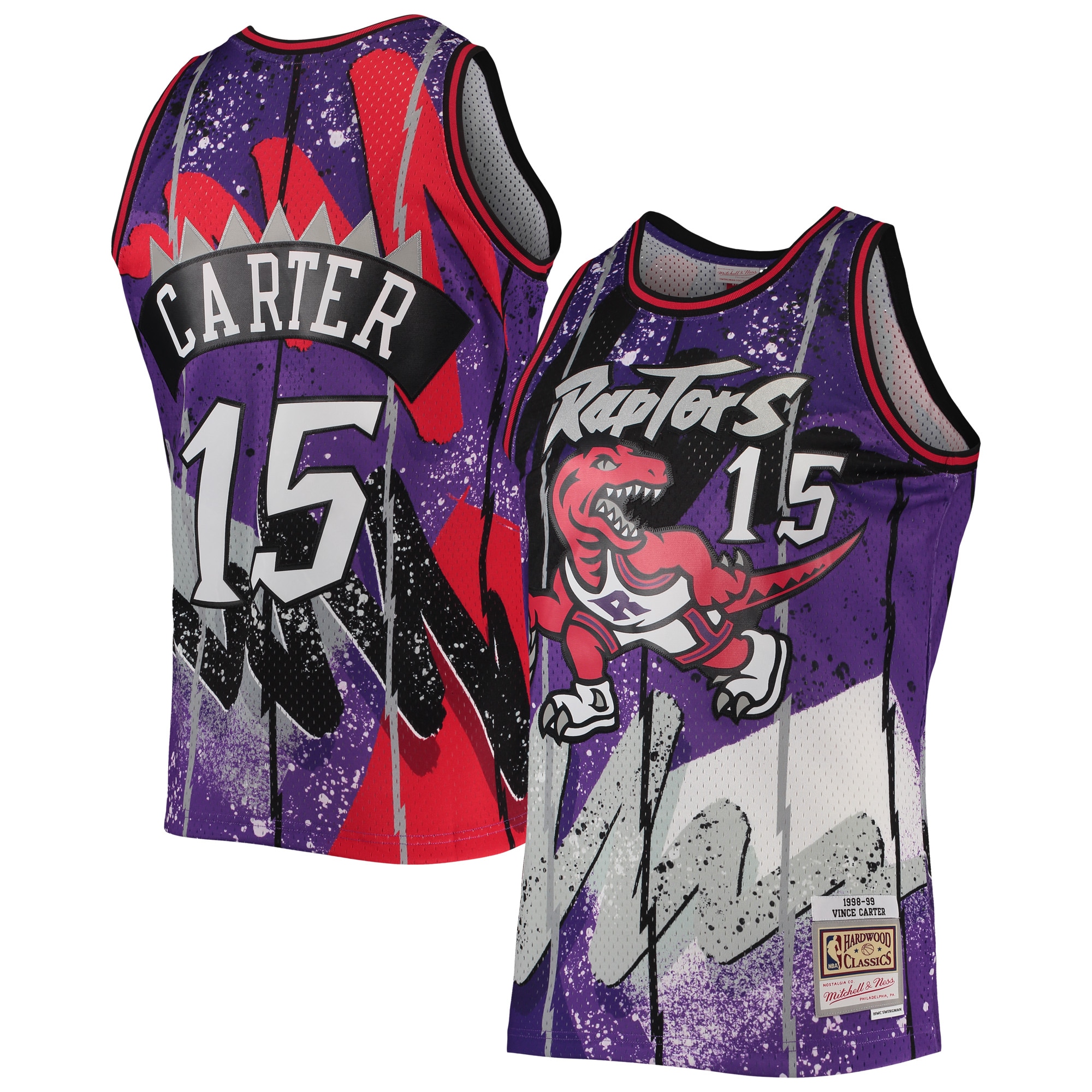 Vince Carter Toronto Raptors Mitchell & Ness Hardwood Classics 1998/99 Hyper Hoops Swingman Basketball Jersey - Purple