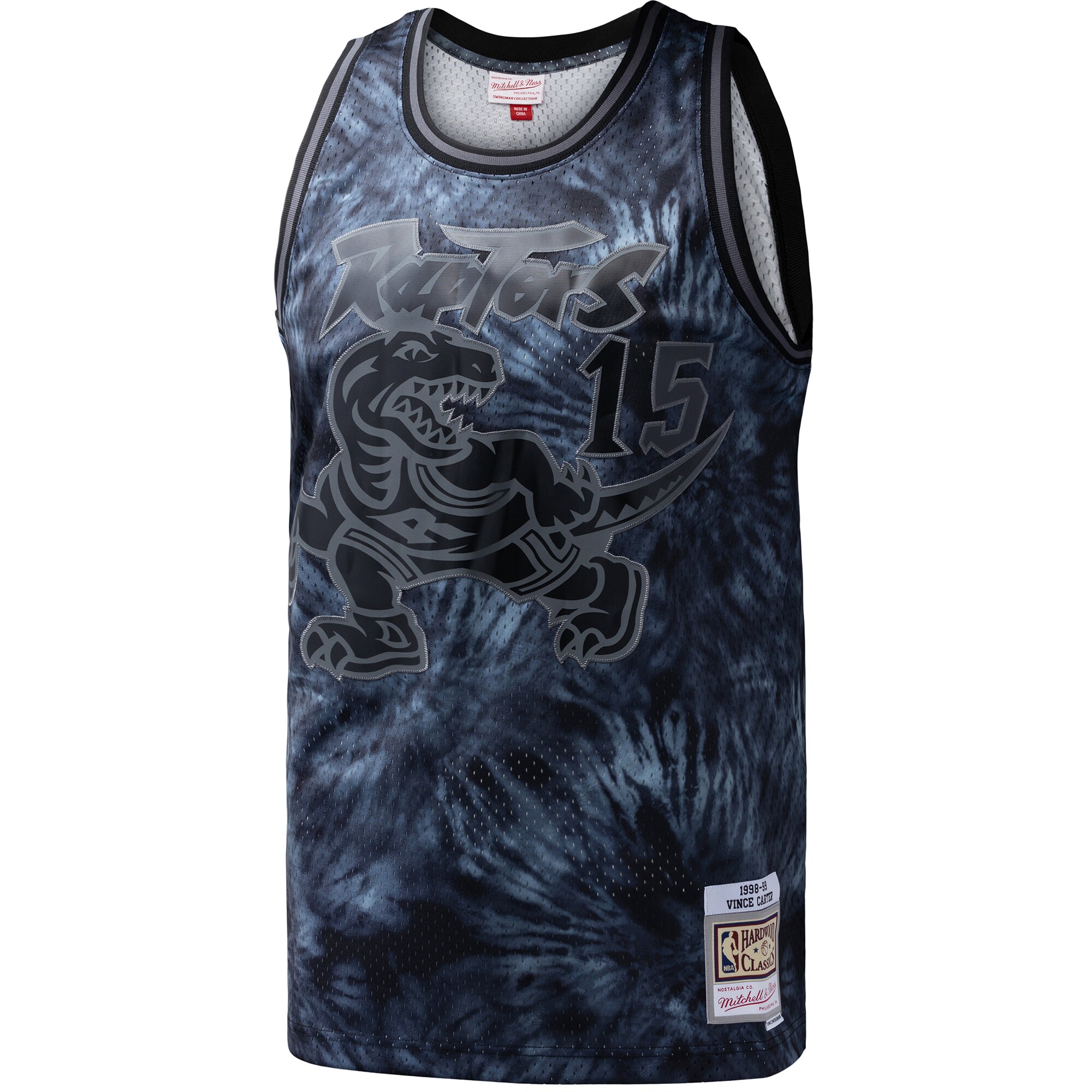 Alternative view of Vince Carter Toronto Raptors Mitchell & Ness Hardwood Classics 1998/99 Tie-dye Swingman Basketball Jersey - Black