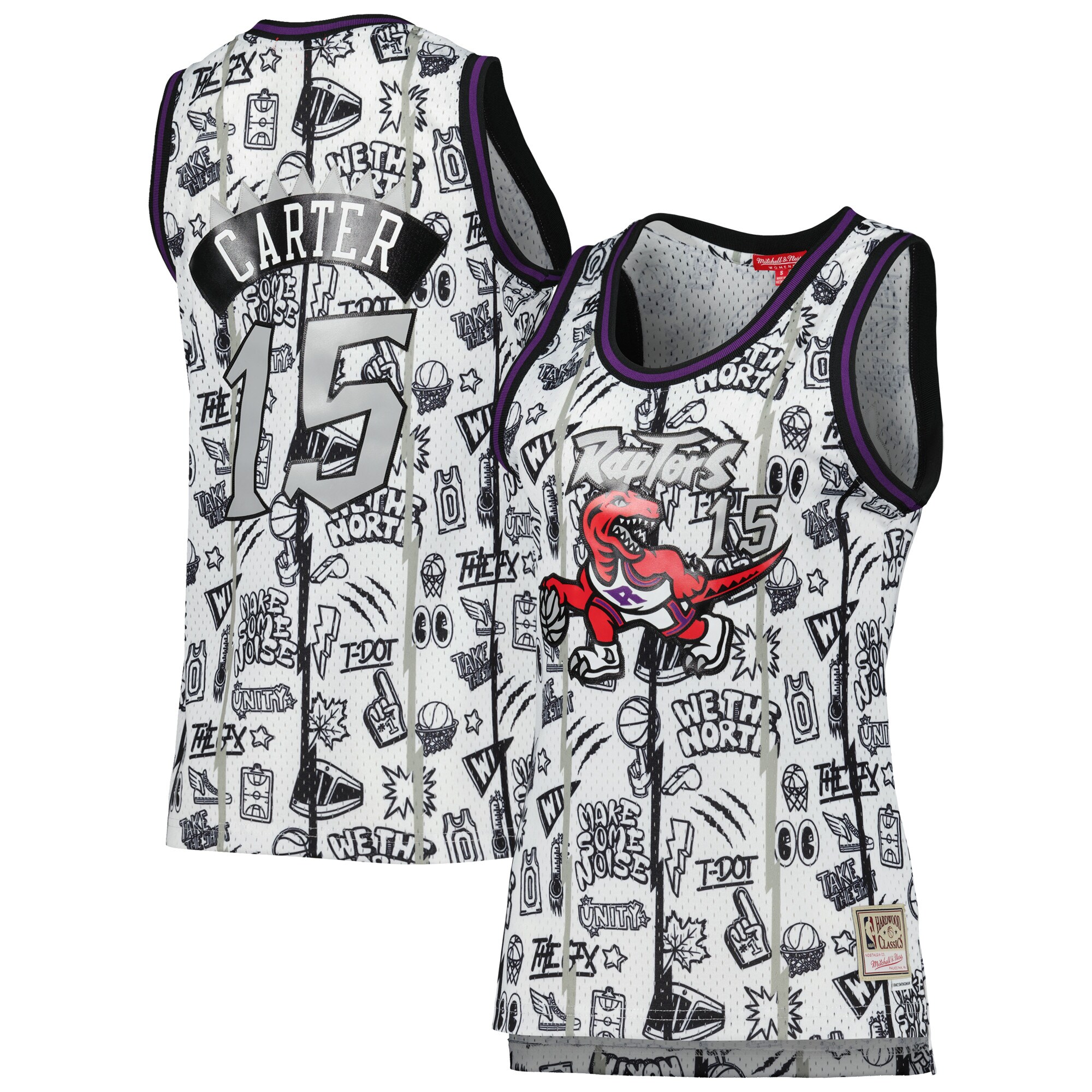 Vince Carter Toronto Raptors Mitchell & Ness Women's 1998 Doodle Swingman Basketball Jersey - White