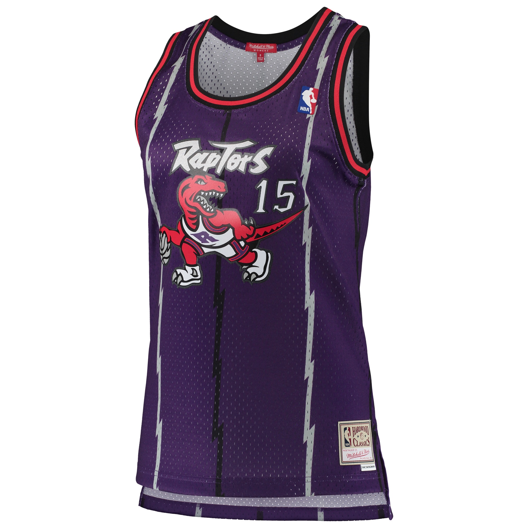 Alternative view of Vince Carter Toronto Raptors Mitchell & Ness Women's 1998/99 Hardwood Classics Swingman Basketball Jersey - Purple