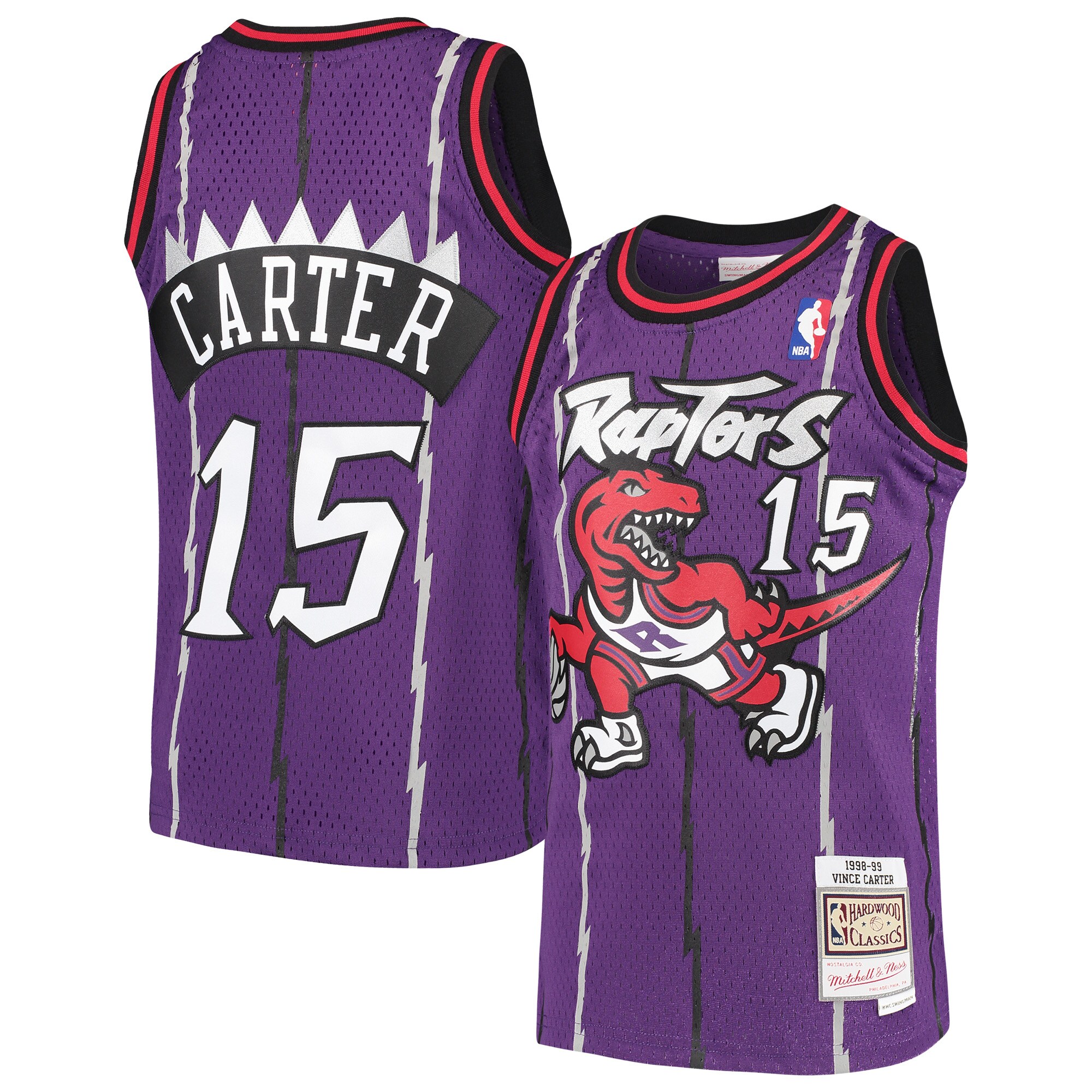Vince Carter Toronto Raptors Mitchell & Ness Youth 1998/99 Hardwood Classics Swingman Throwback Basketball Jersey - Purple
