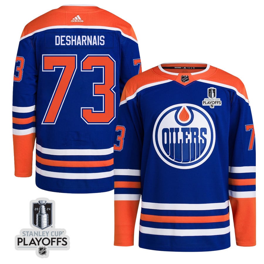 Vincent Desharnais 73 Edmonton Oilers 2024 NHL Playoffs Patch Home Hockey Jersey - Men - JS144 