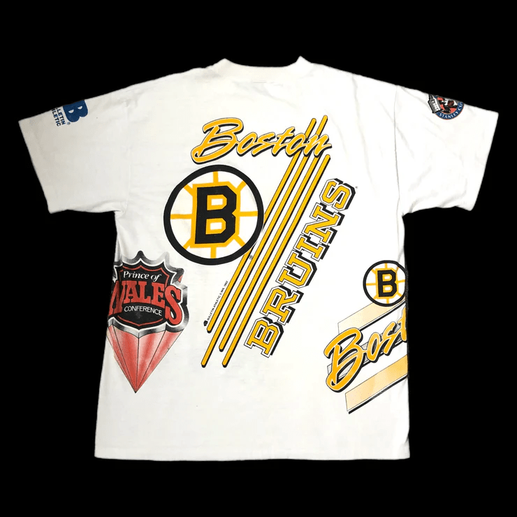 Alternative view of Vintage 1992 Boston Bruins Bulletin Athletic All Over Print T-Shirt - White - JS883 