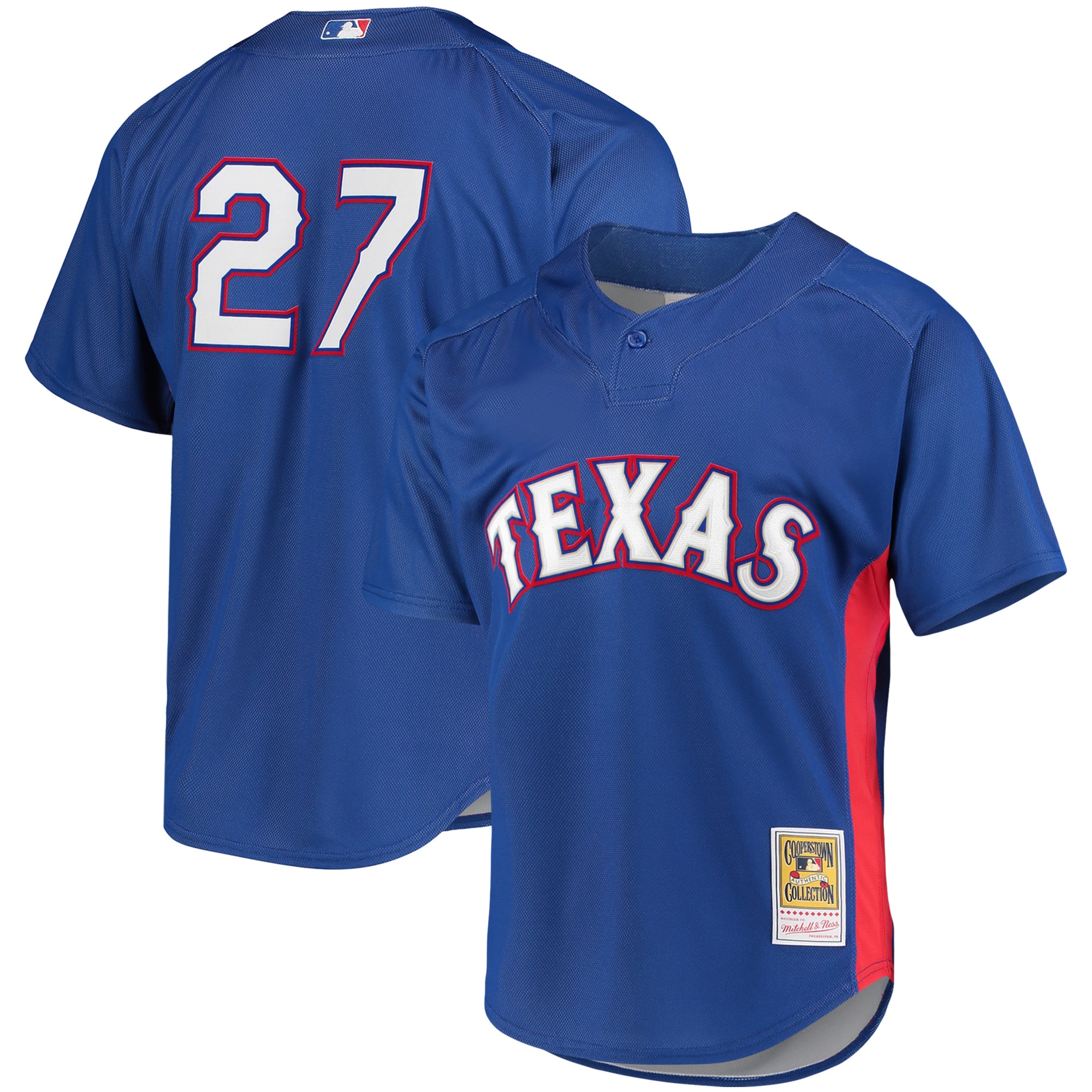 Alternative view of Vladimir Guerrero Texas Rangers Mitchell & Ness Cooperstown Collection Mesh Batting Practice Baseball Jersey – Royal