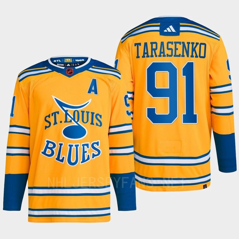 Vladimir Tarasenko 91 Reverse Retro 2.0 2022 St. Louis Blues Yellow Hockey Jersey Primegreen - JS547 