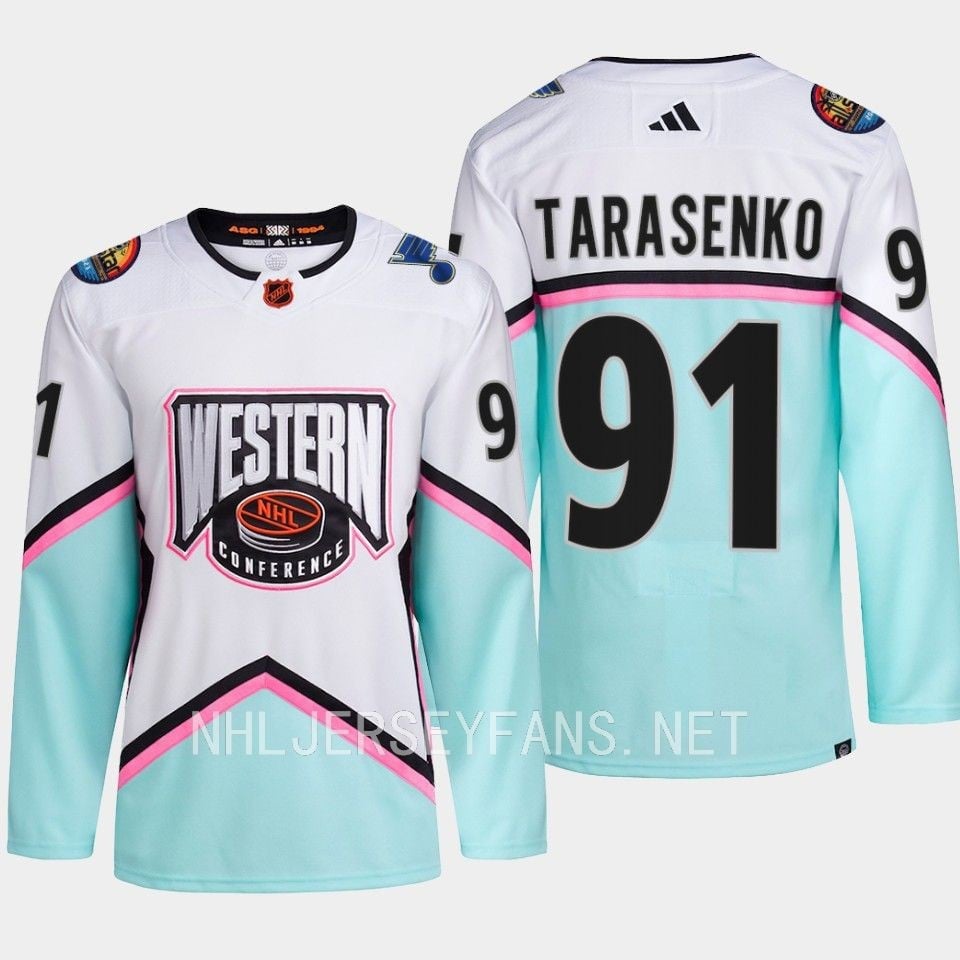 Alternative view of Vladimir Tarasenko 91 St. Louis Blues 2023 All-Star Game Hockey Jersey White Equipment - JS554 