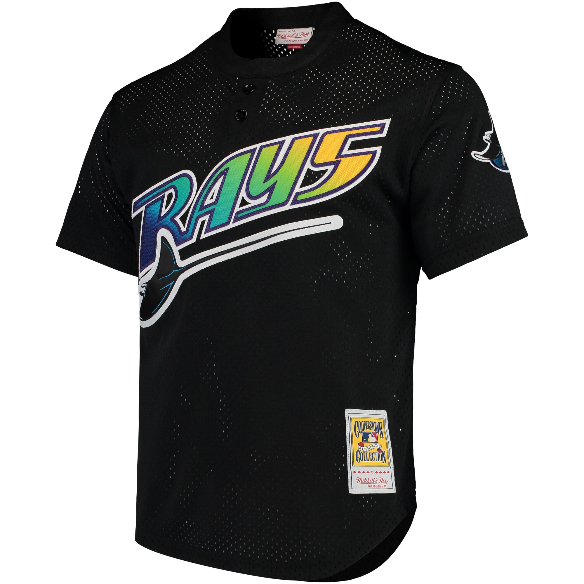 Alternative view of Wade Boggs Tampa Bay Rays Mitchell & Ness Cooperstown Collection 1991 Mesh Batting Practice Baseball Jersey - Black