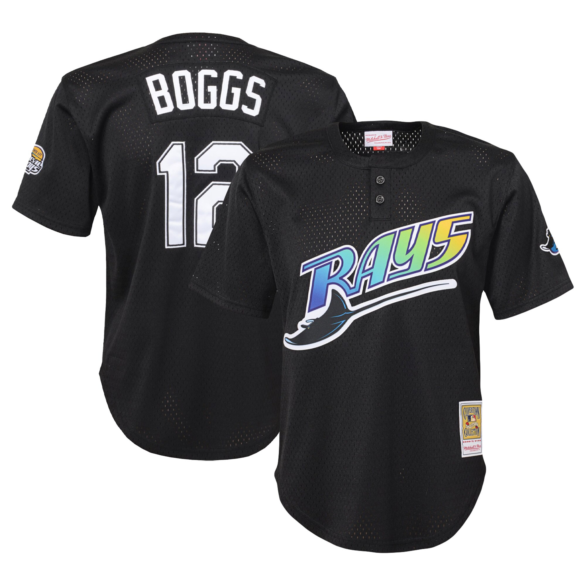 Wade Boggs Tampa Bay Rays Mitchell & Ness Youth Cooperstown CollectionÃƒâ€šÃ‚Â mesh Batting Practice Baseball Jersey - Black