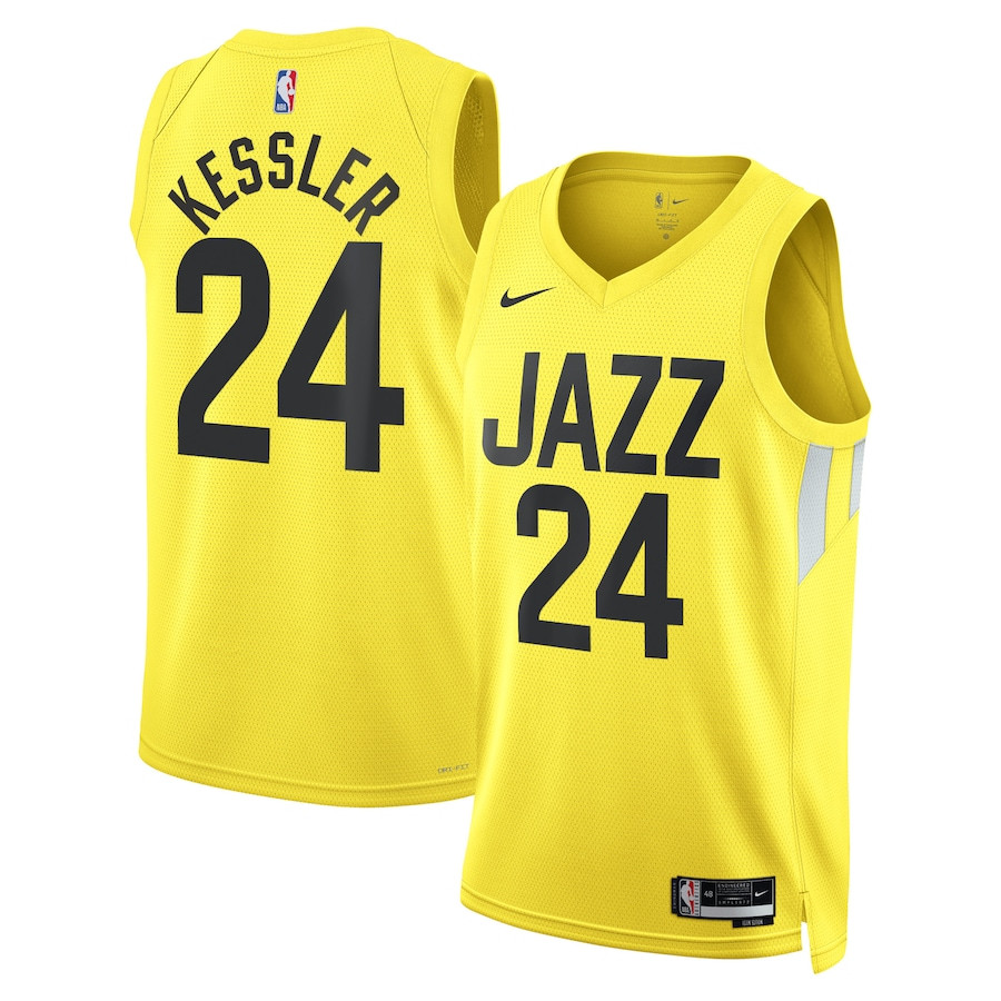 Walker Kessler 24 Utah Jazz Unisex Swingman Basketball Jersey - Icon Edition - Gold - JS563 
