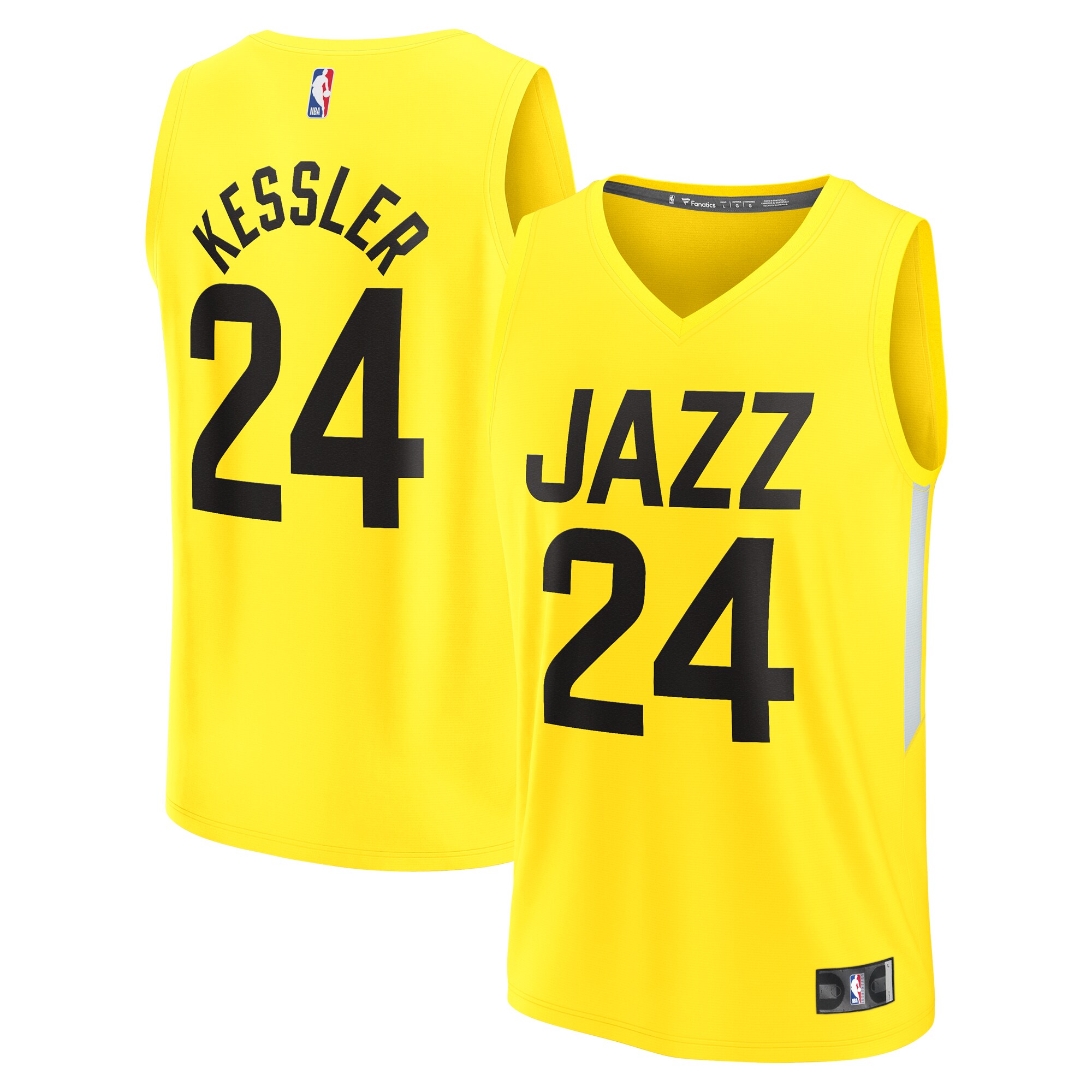 Walker Kessler Utah Jazz Fanatics Youth Fast Break Player Basketball Jersey - Icon Edition - Yellow