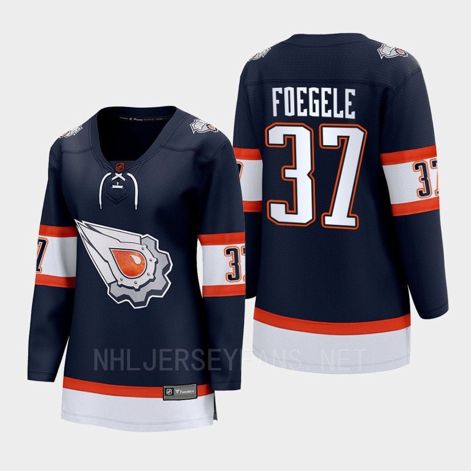 Warren Foegele 37 Edmonton Oilers 2022 Special Edition 2.0 Women Breakaway Player Retro Hockey Jersey Navy - JS161 