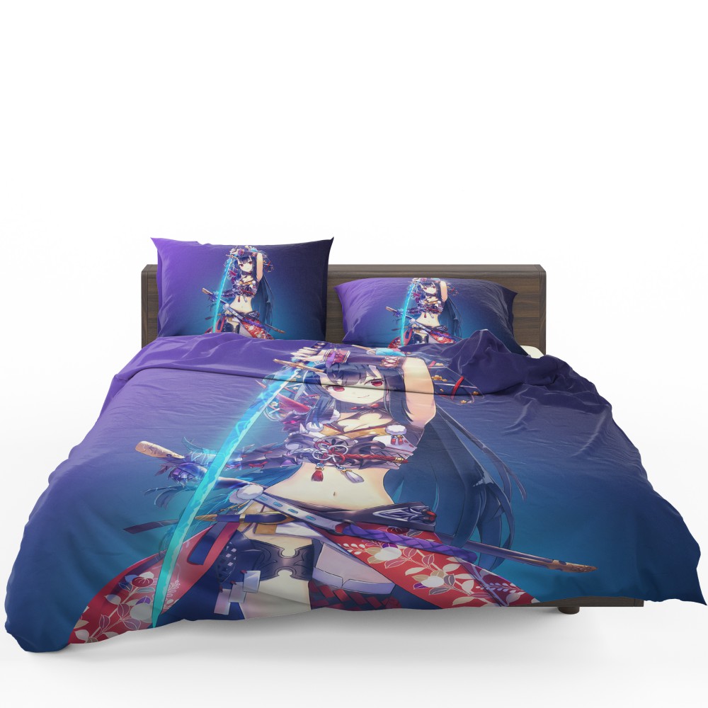 Warrior Girl Katana Anime Bedding Set - Custom Bedding Set