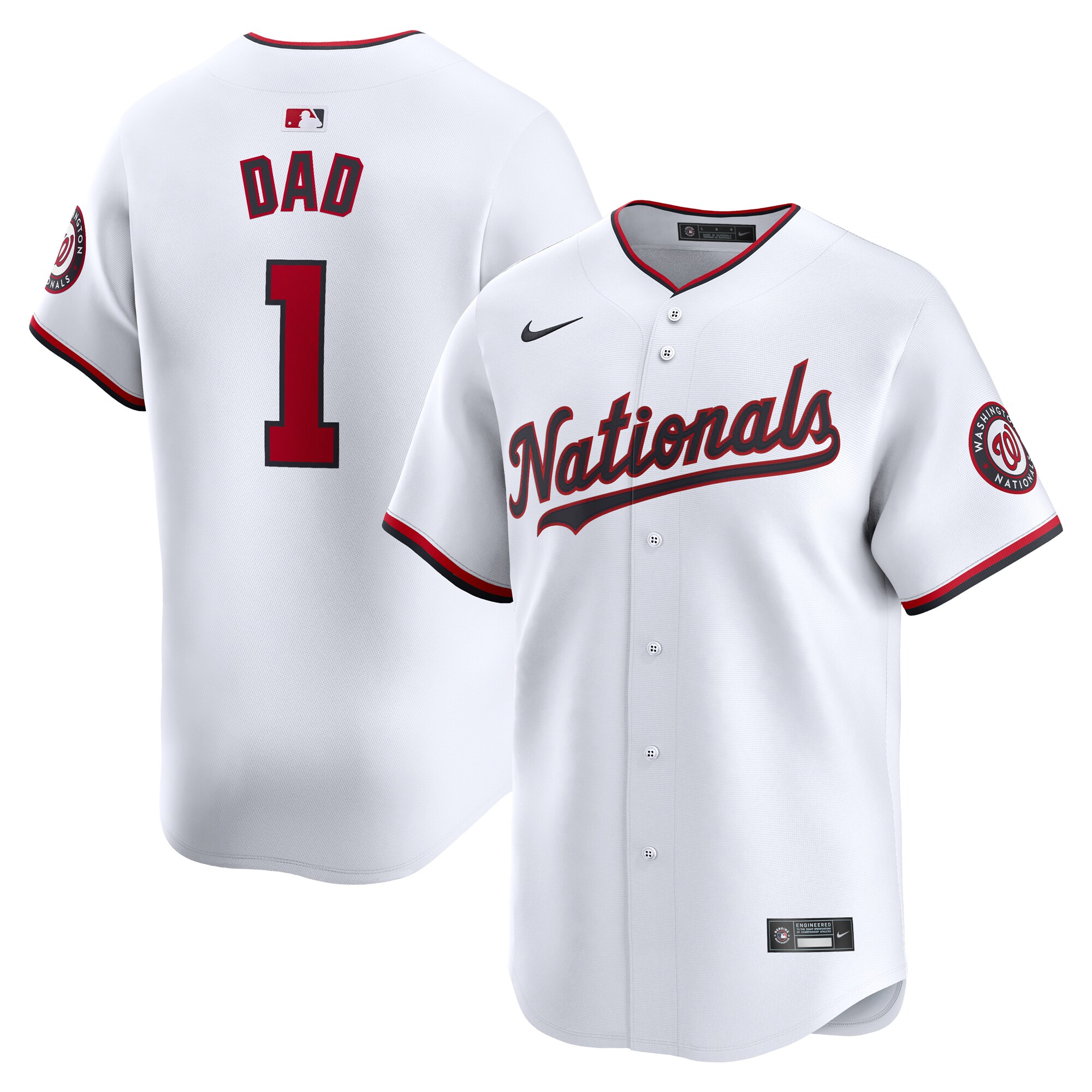 Washington Nationals #1 Dad Home Limited Jersey - White