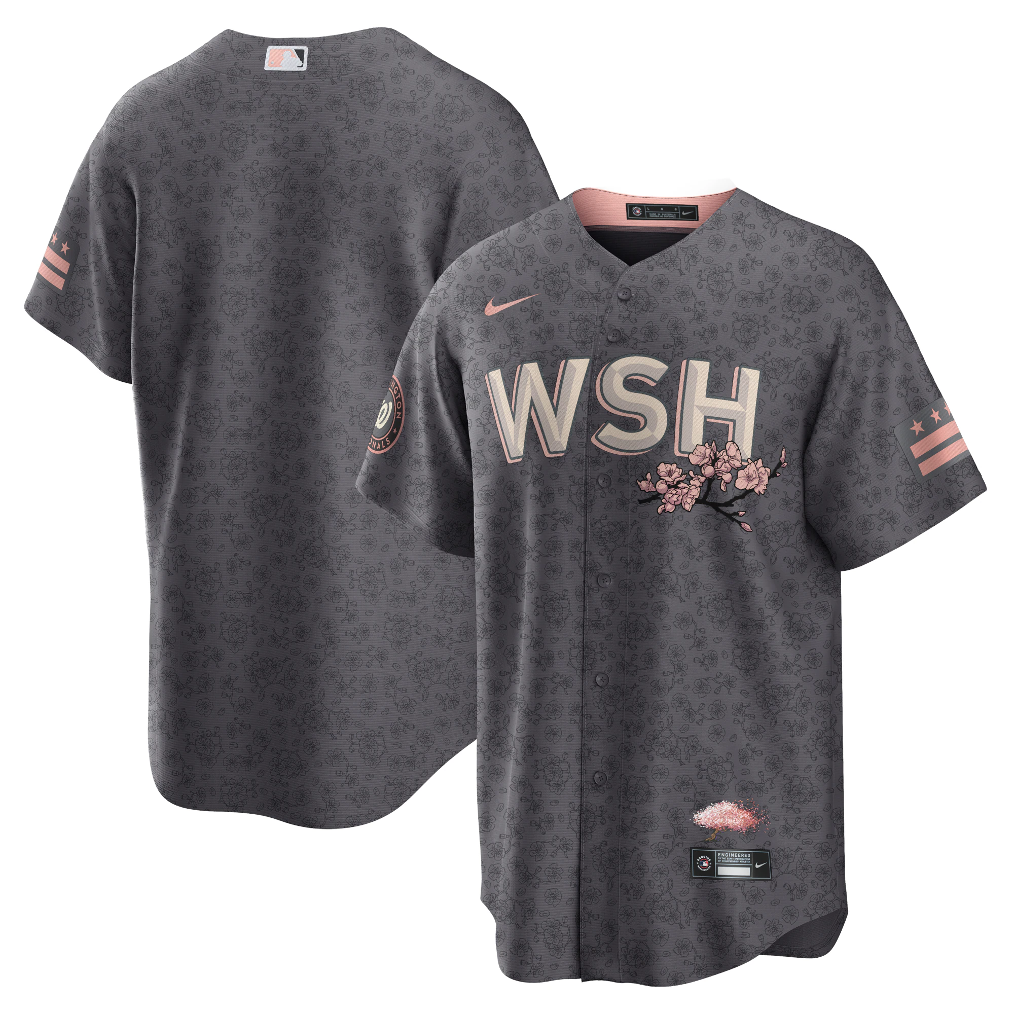 Alternative view of Washington Nationals 2022 City Connect Replica Baseball Jersey - Gray