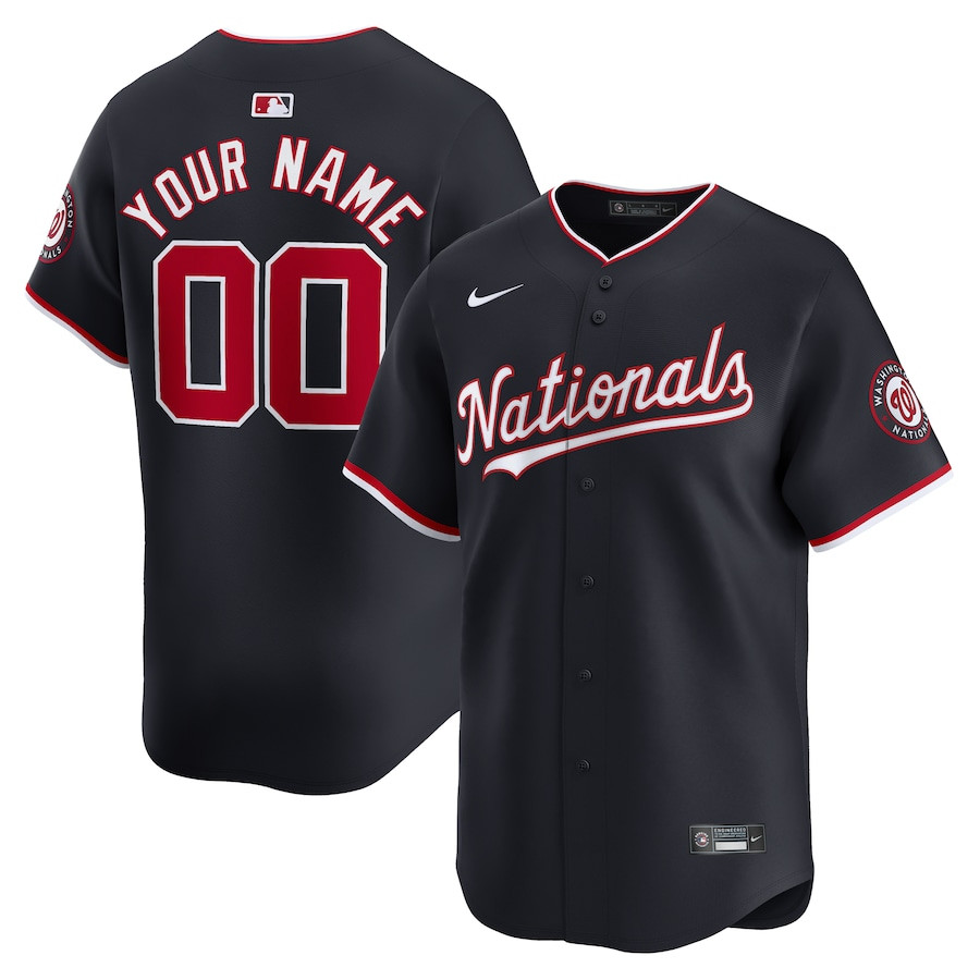 Washington Nationals Alternate Limited Custom Men Baseball Jersey - Navy - JS621 