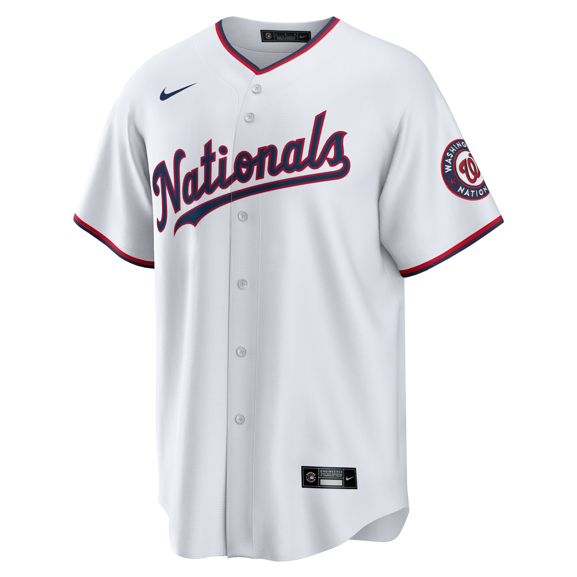 Alternative view of Washington Nationals Home Blank Replica Baseball Jersey – White