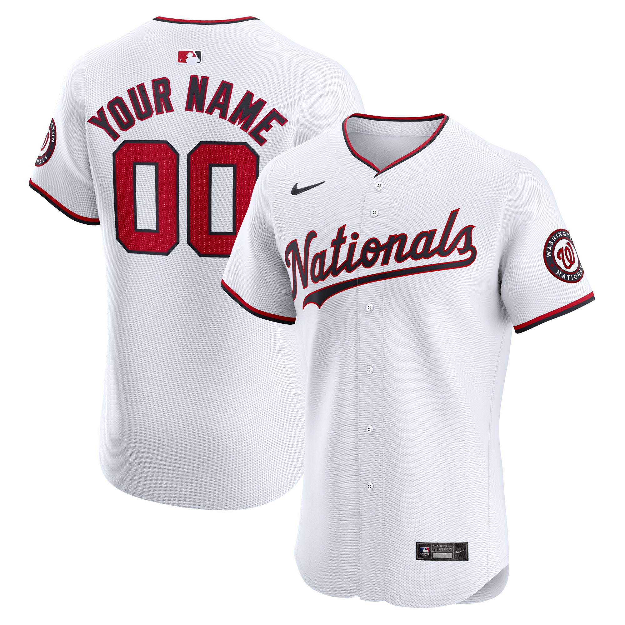 Washington Nationals Home Elite Custom Baseball Jersey - White