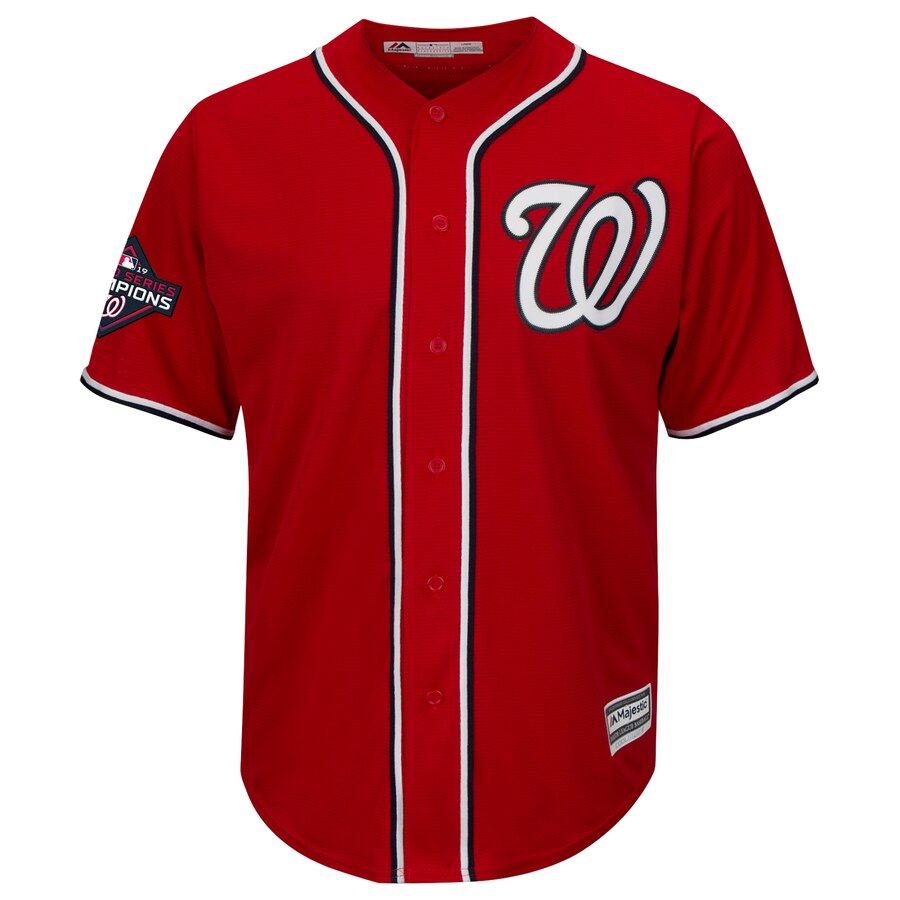 Alternative view of Washington Nationals Majestic 2019 World Series Champions Alternate Big And Tall Cool Base Jersey - Red