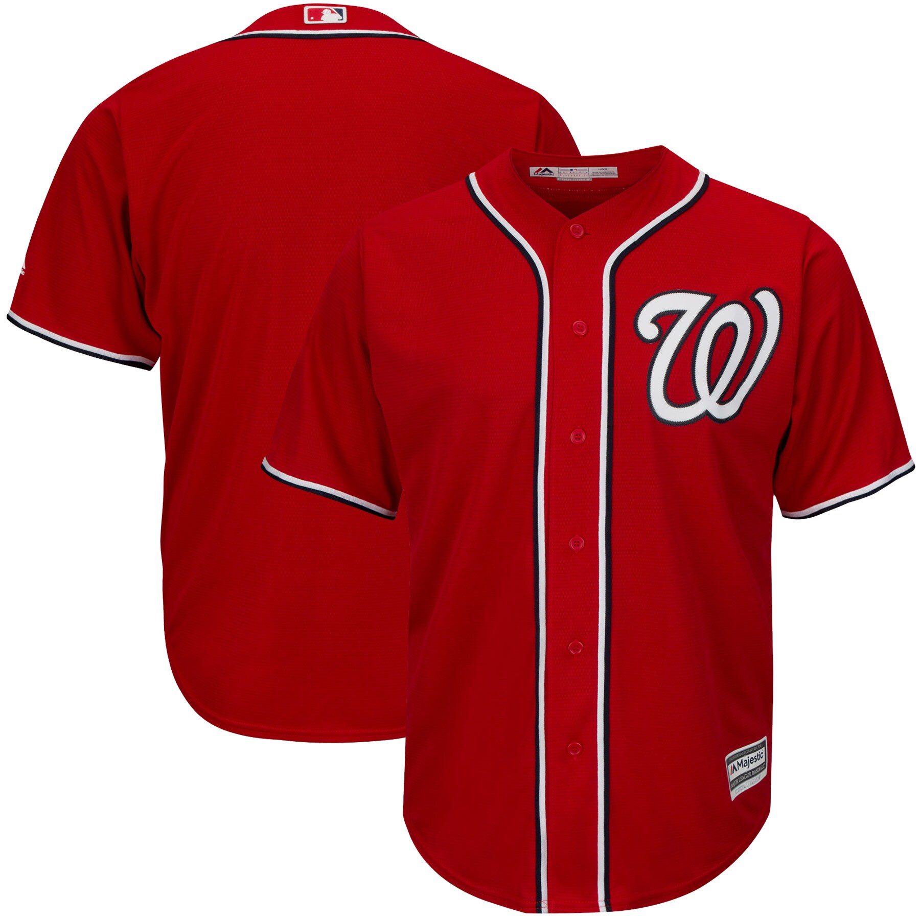 Alternative view of Washington Nationals Majestic Big & Tall Cool Base Team Jersey - Red
