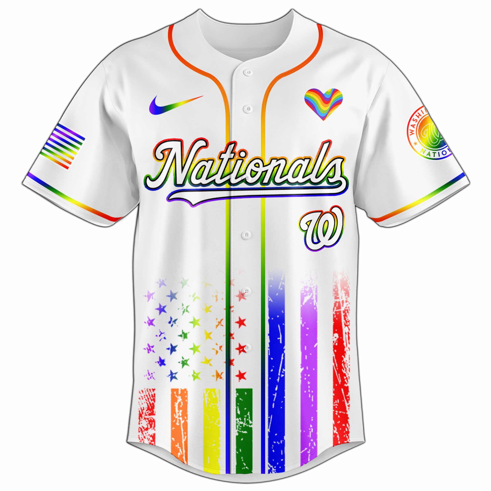 Alternative view of Washington Nationals Mlb X Happy Pride Month Limited Edition Custom Baseball Jersey 2025