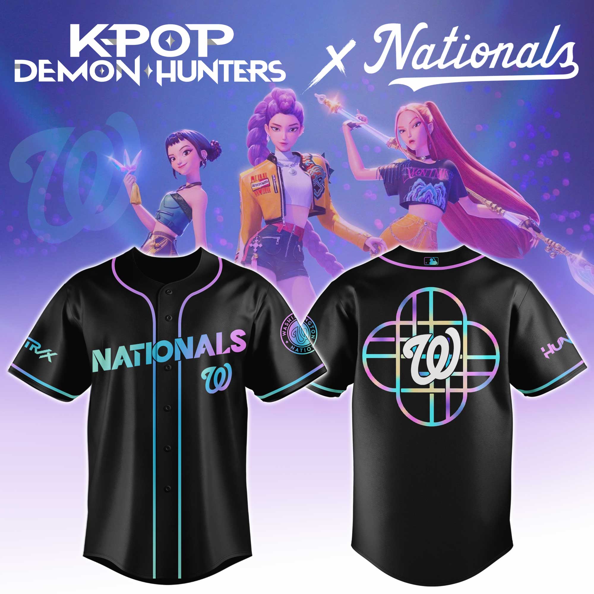 Washington Nationals Mlb X Kpop Demon Hunters Huntrx Custom Baseball Jersey