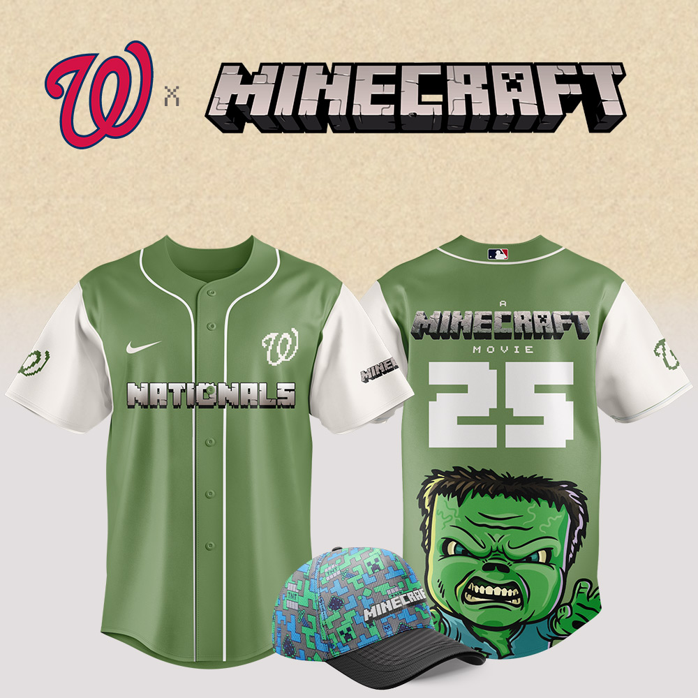 Washington Nationals Mlb X Minecraft Movie Custom Baseball Jersey