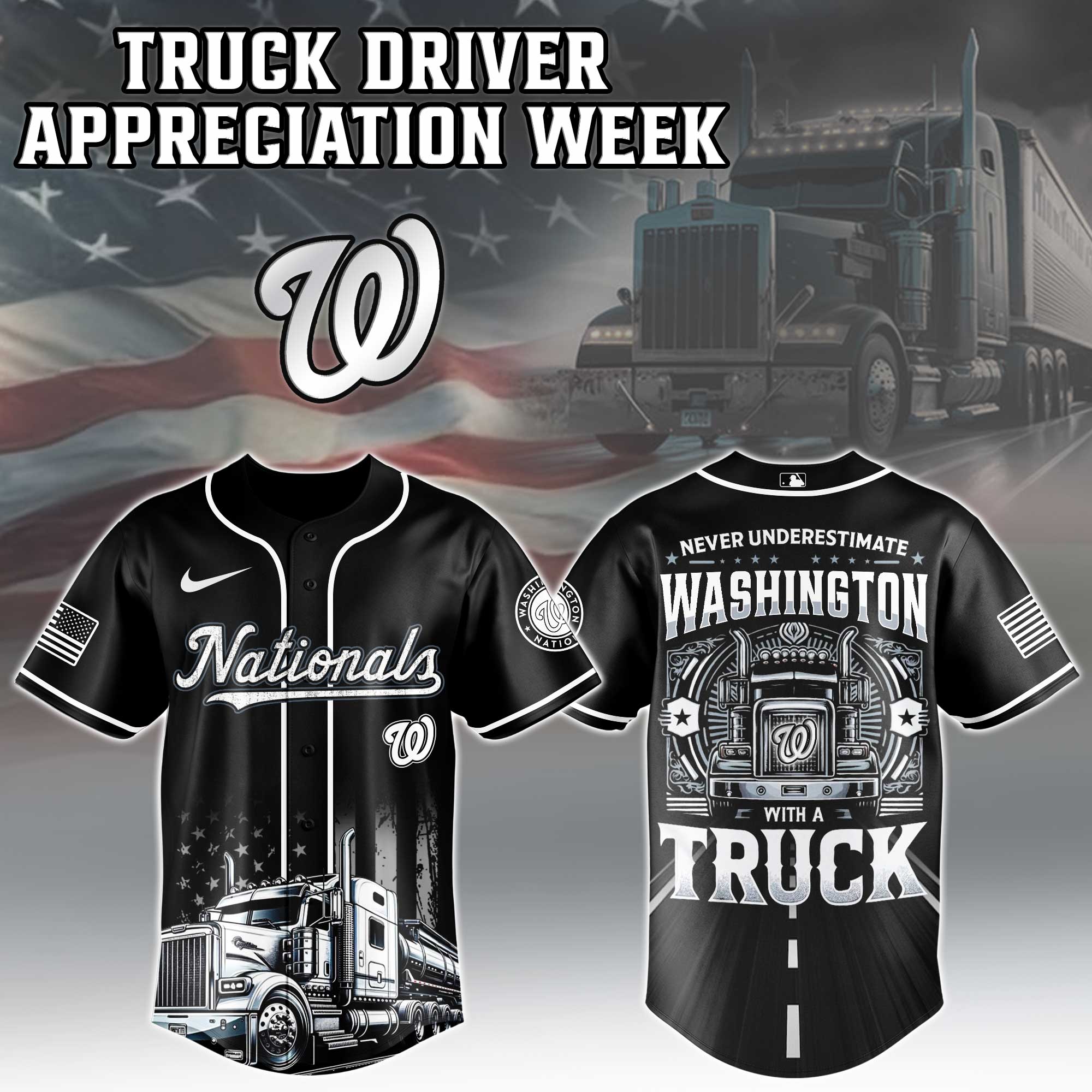 Washington Nationals Mlb X Nation Truck Driver Appreciation Week Limited Edition Custom Baseball Jersey 2025