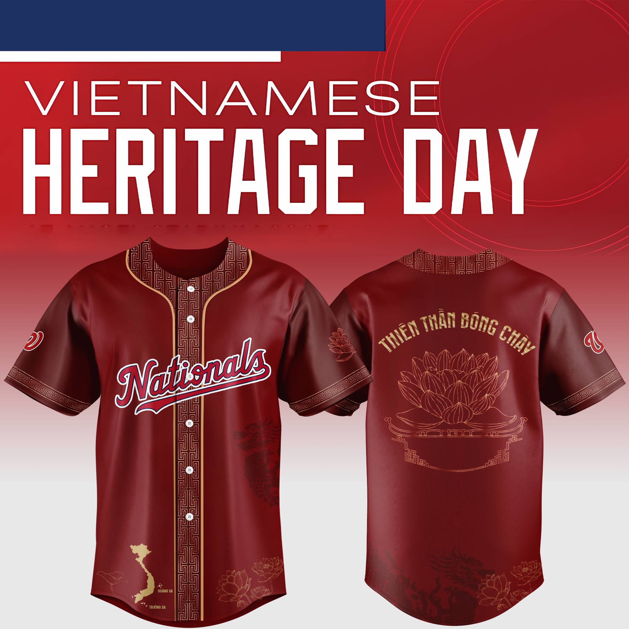 Washington Nationals Mlb X Vietnamese Heritage Night Custom Baseball Jersey