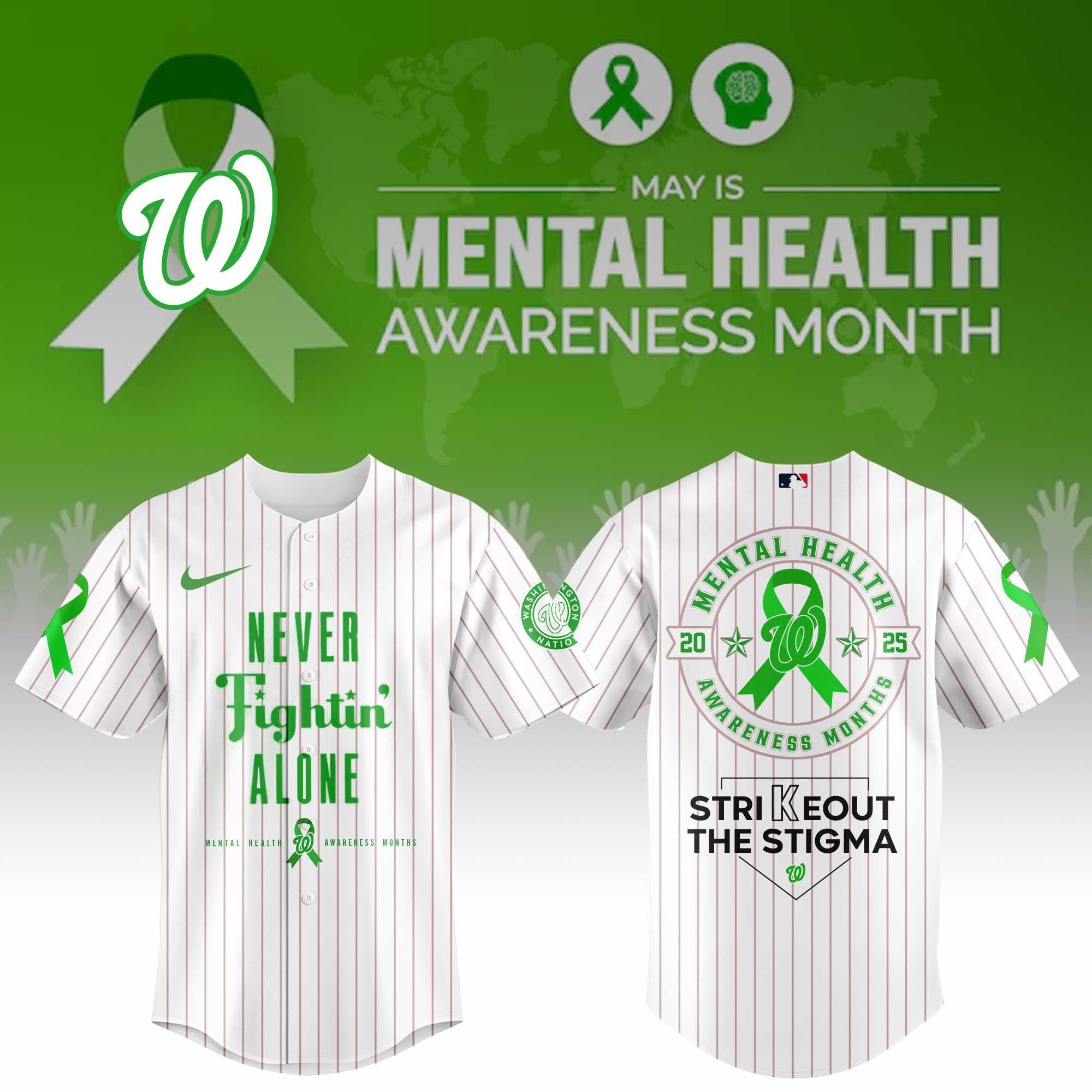 Washington Nationals Special Mental Health Awareness Week Limited Edition Custom Baseball Jersey