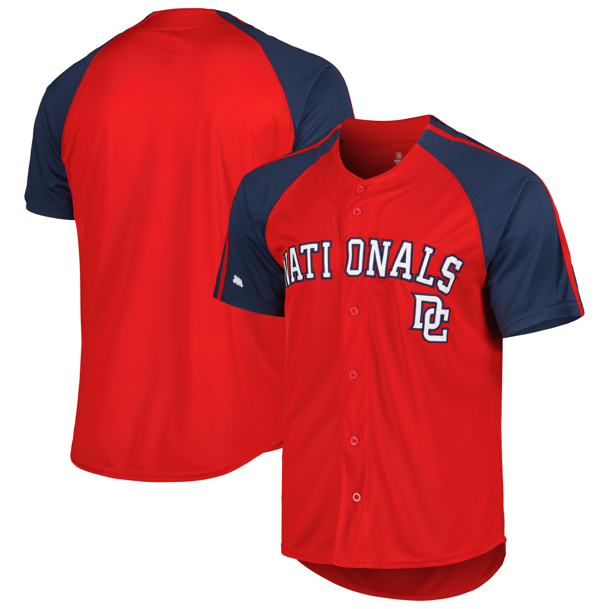 Washington Nationals Stitches Button-down Raglan Fashion Jersey – Red